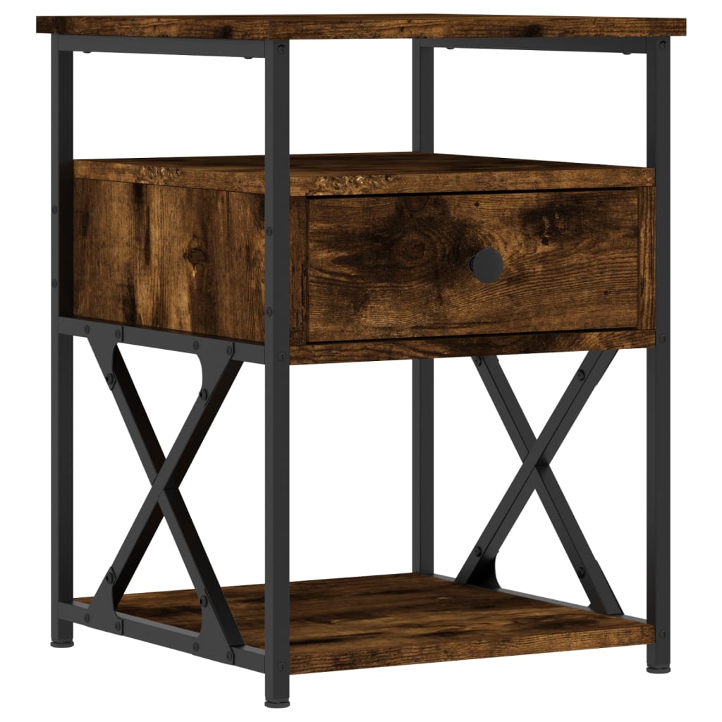Table De Chevet Avec Tiroir Et Étagère 40 X 42 X 55 Cm Bois Dec033638