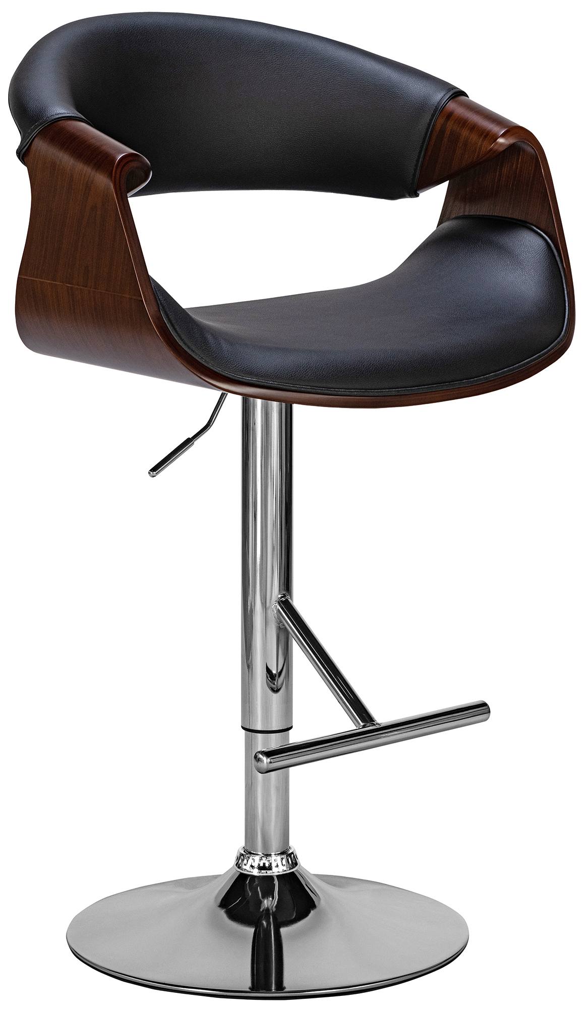 Tabouret De Bar Foley Simili Cuir Noyer/noir