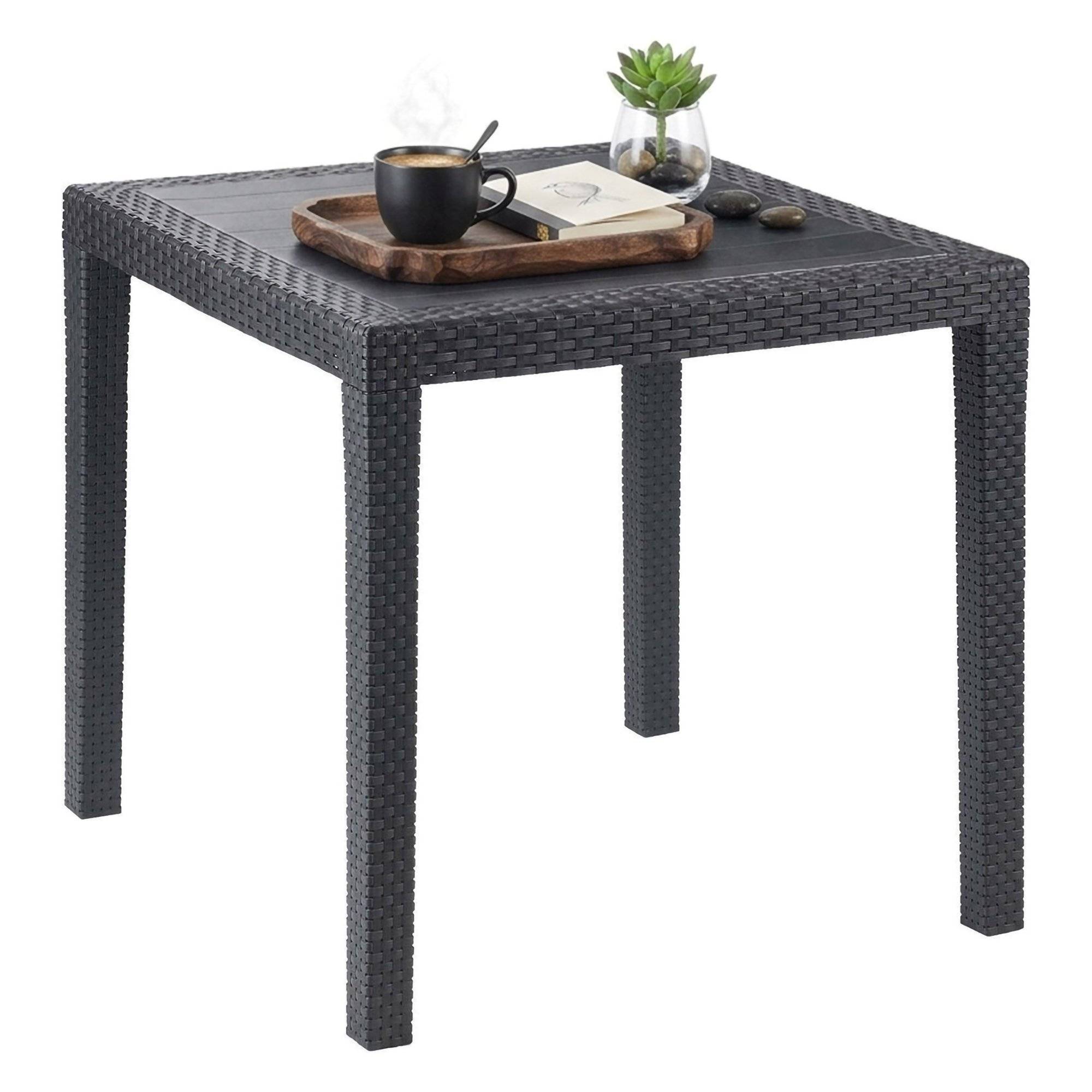 Table D'extérieur,en Pvc,anthracite,79x79h72 Cm
