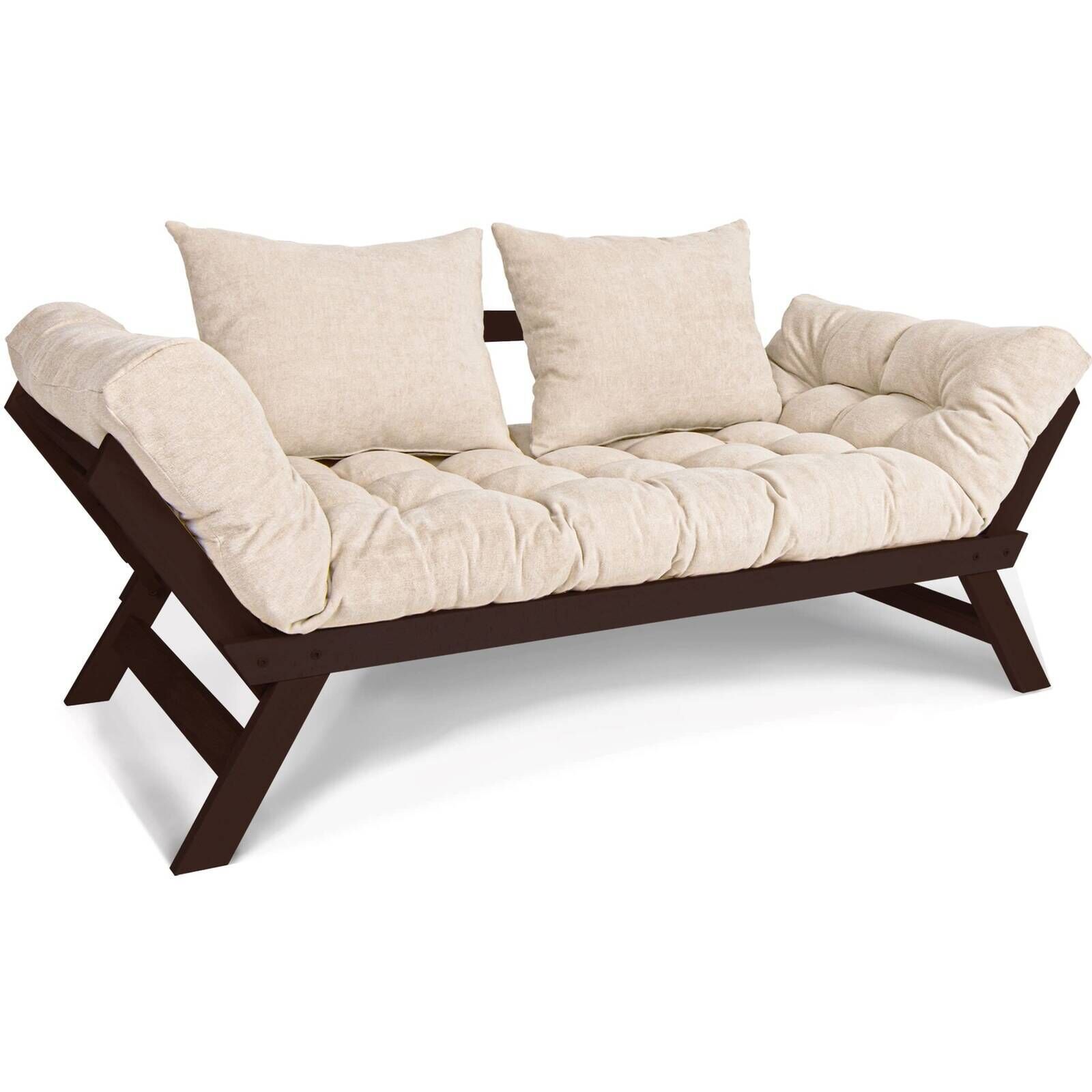 Canapé Lit Allegro - 80 X 203 Cm - Bois Clair Et Marron