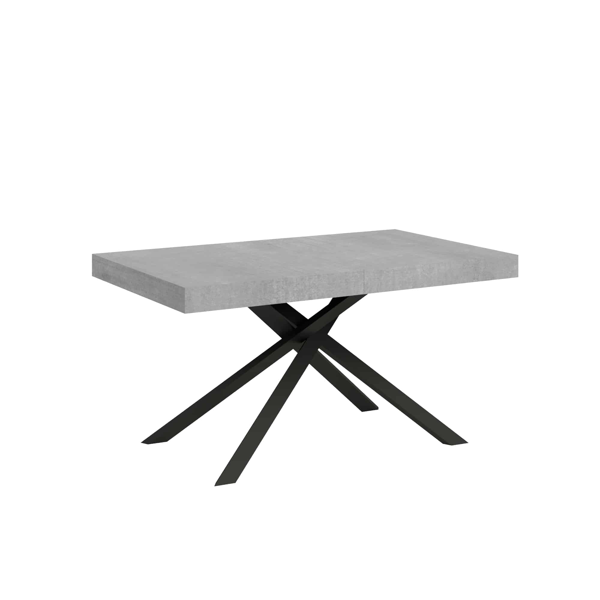 Table Extensible 140/400x90 Cm Karida Gris Béton Pieds Anthracite