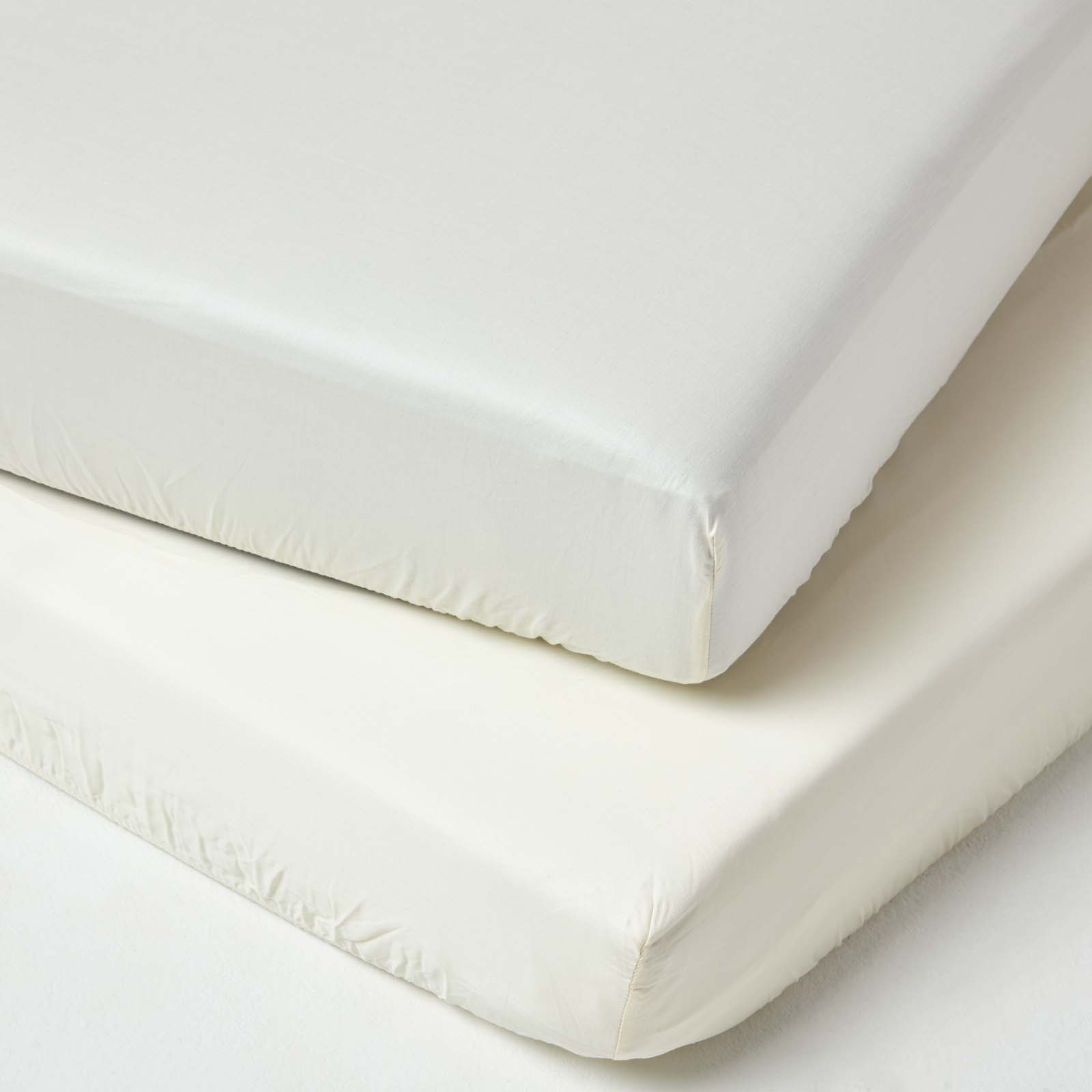 Lot De 2 Drap-housse Bio Bébé 60x120cm Beige Coton Égyptien Homescapes