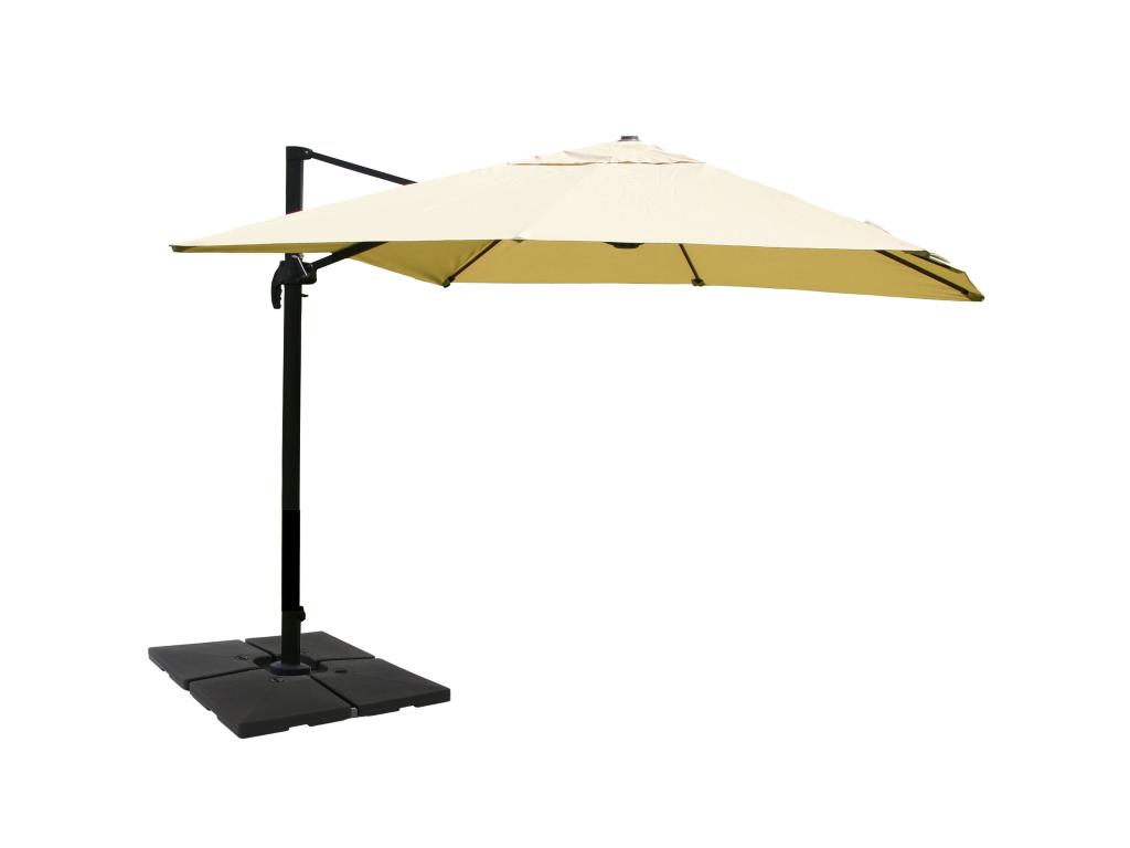 Parasol Professionnel Restaurant Pour Jardin Terrasse, 3x4m (ø5m) Polyester/aluminium 26kg Crème Avec Pied, Rotatif 04_0003503