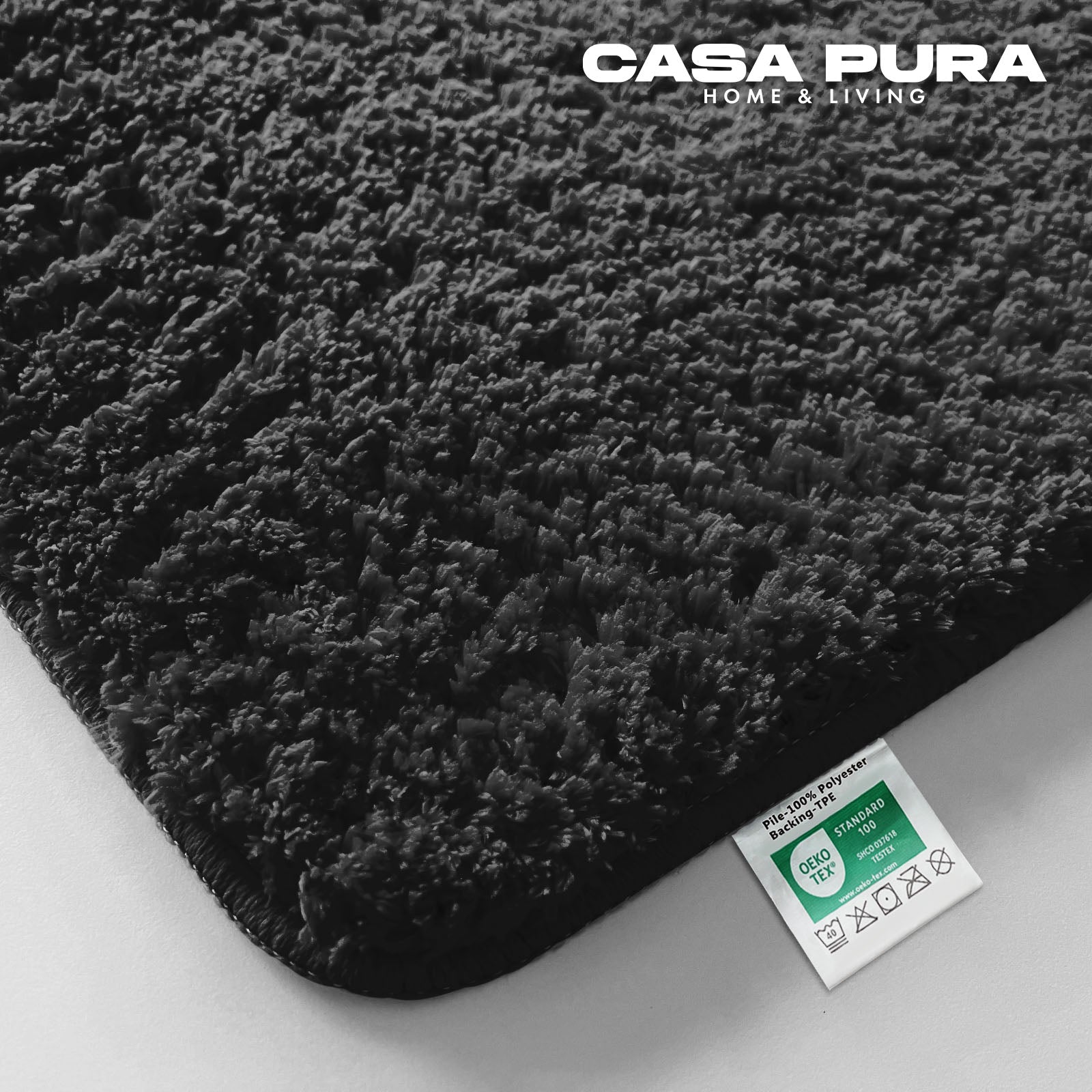 Tapis De Bain Sky Uni Noir Profond 95 Cm De Diamètre