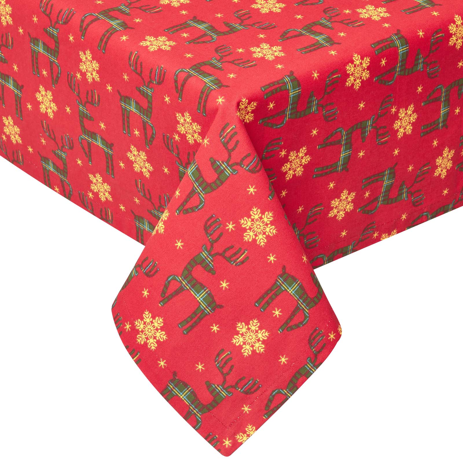Nappe De Noël Rennes Rouge En Coton 178x305cm - Homescapes