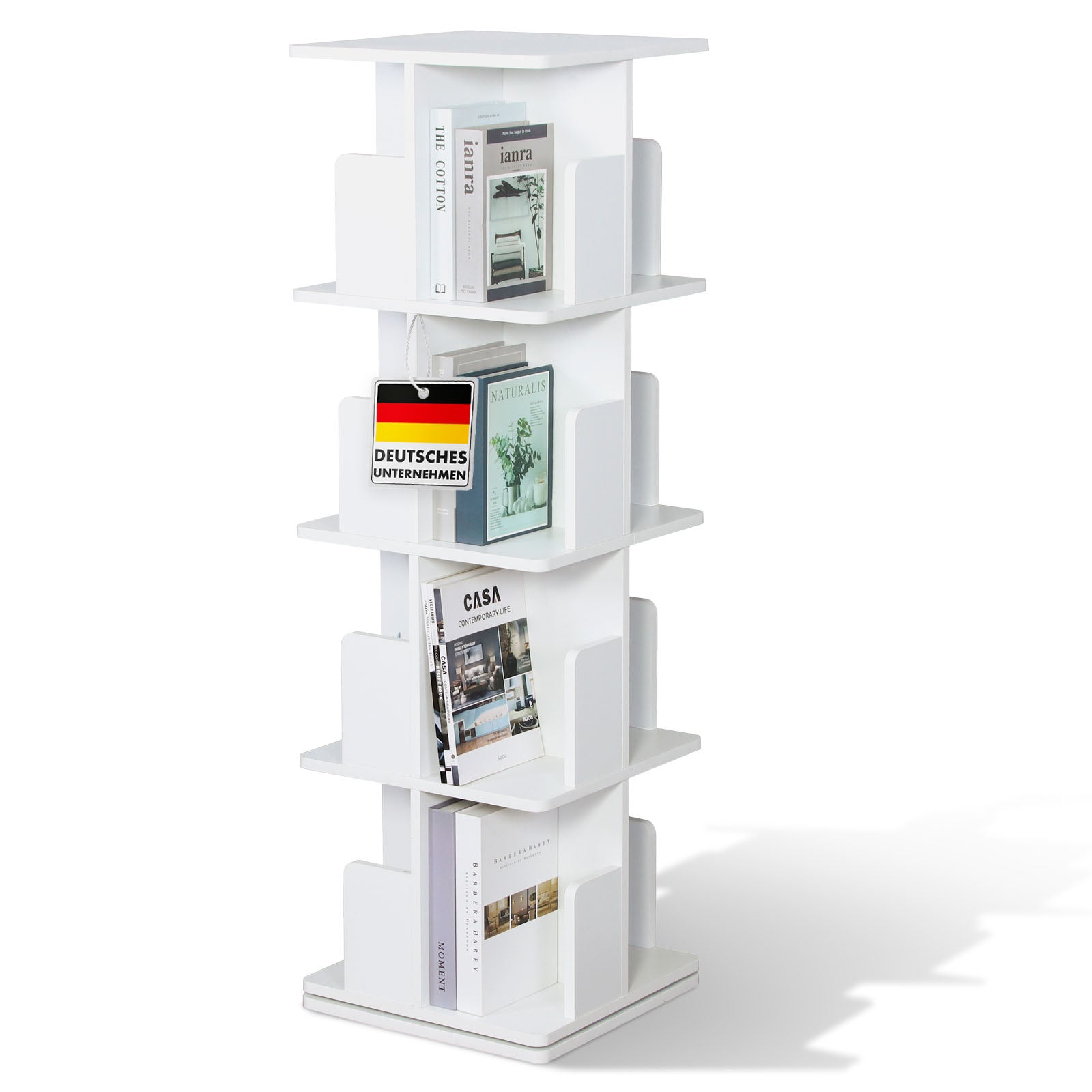 Bibliothèque 4 Etages, Étagère, Meuble De Rangement Blanc, 40 X 40 X 129 Cm