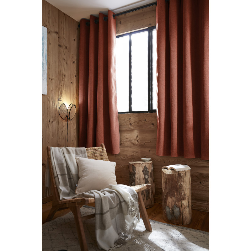Rideau Occultant Phonique Et Thermique Doublé Polaire "bjorn" 100% Opaque L'Effet Papillon - Bjorn Terracotta - 1 Panneau Occultant + Polaire 140 X 180 Cm