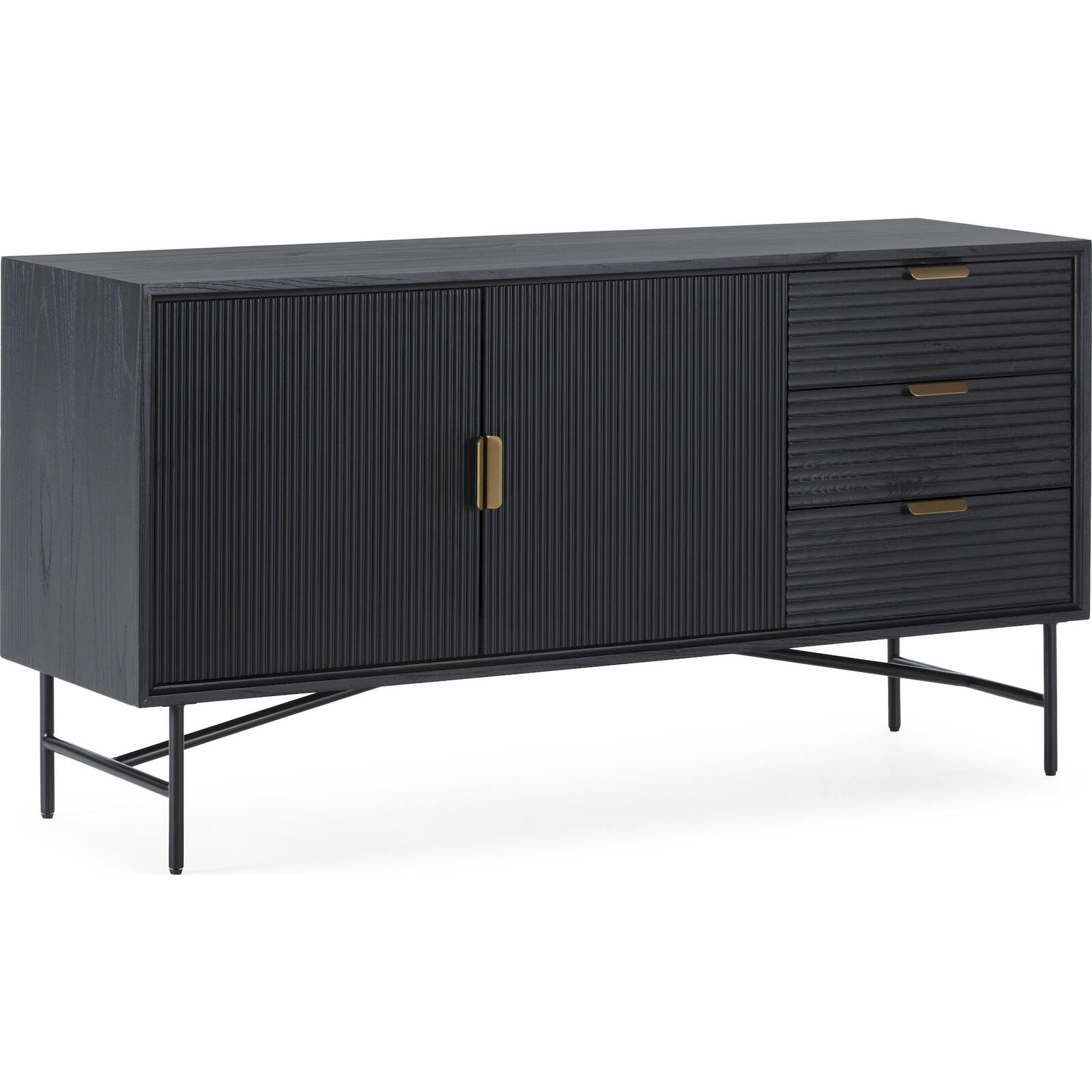 Buffet Élégant Noir Doré En Bois Métal - Noir Ébène Avec Accents Dorés