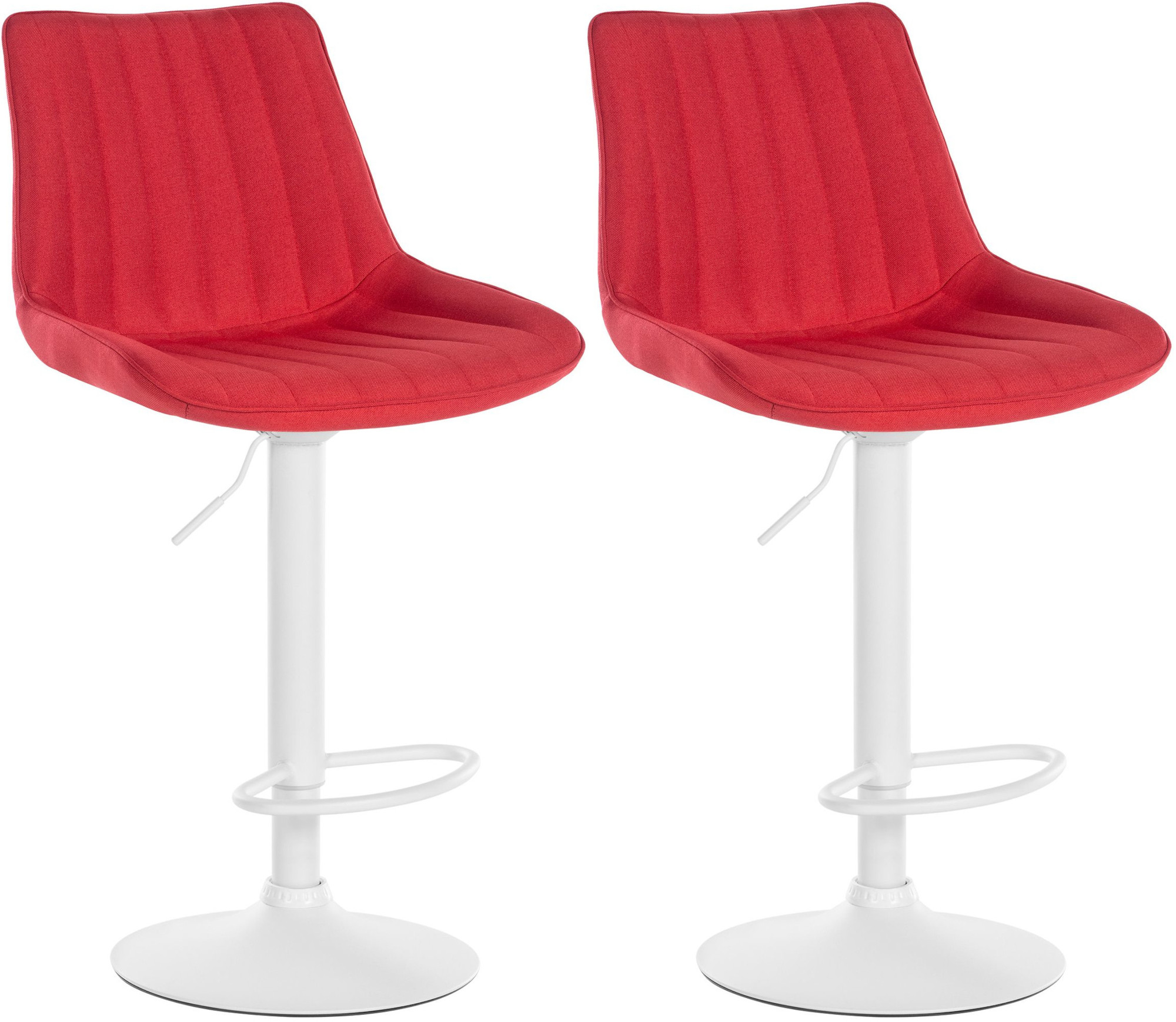 Lot De 2 Tabourets De Bar Toni Tissu Blanc Rouge