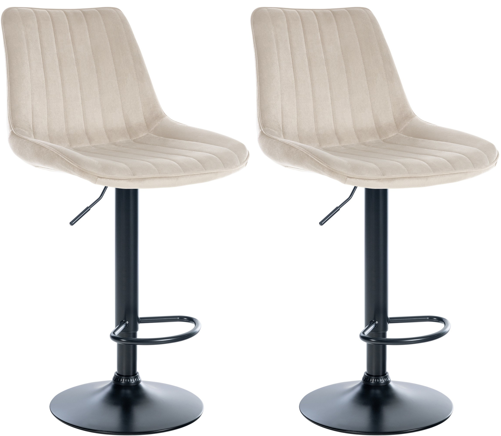 Lot De 2 Tabourets De Bar Toni Velours Noir Crème