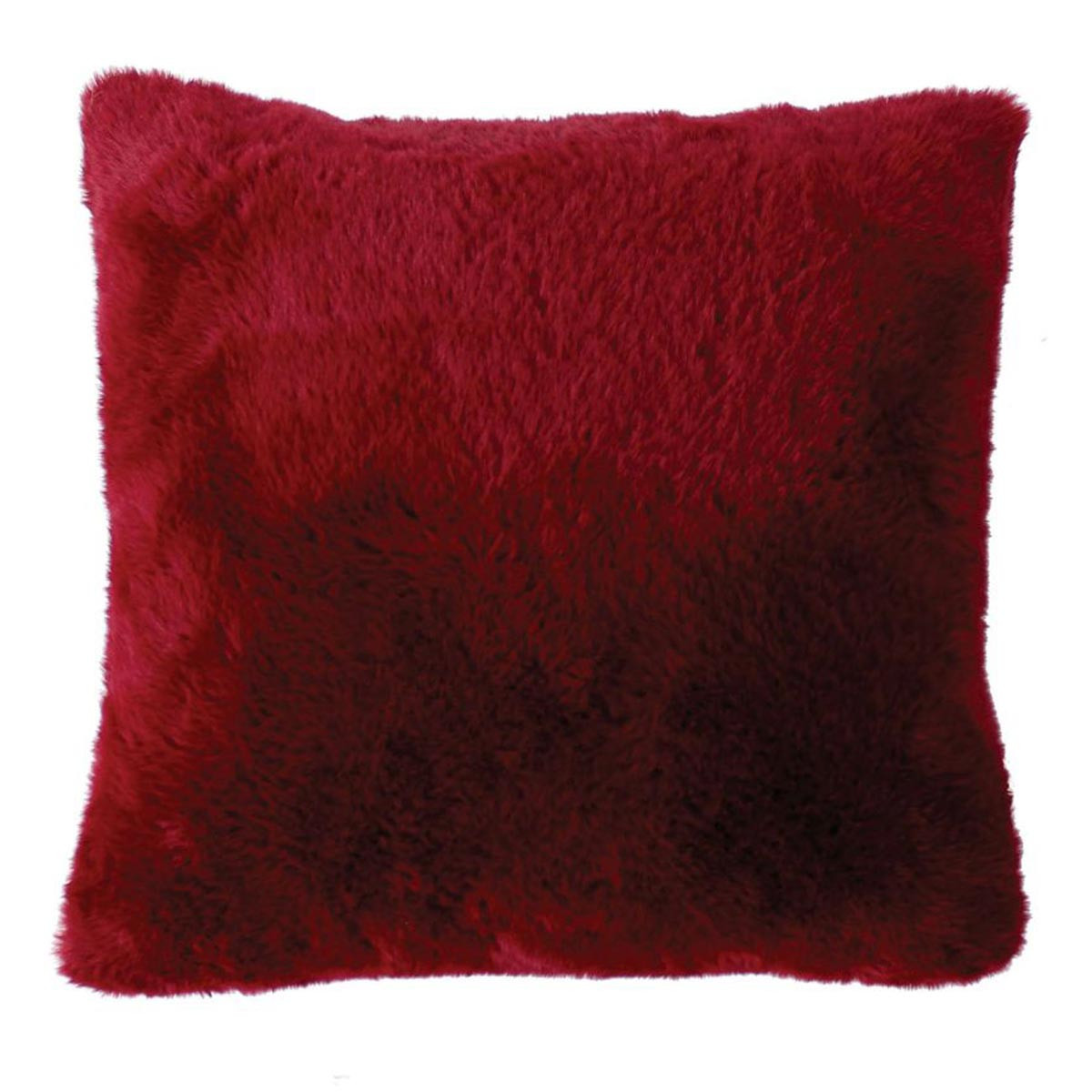 Coussin Déco Imitation Fourrure "rabbit Pop" 40x40cm Grenat