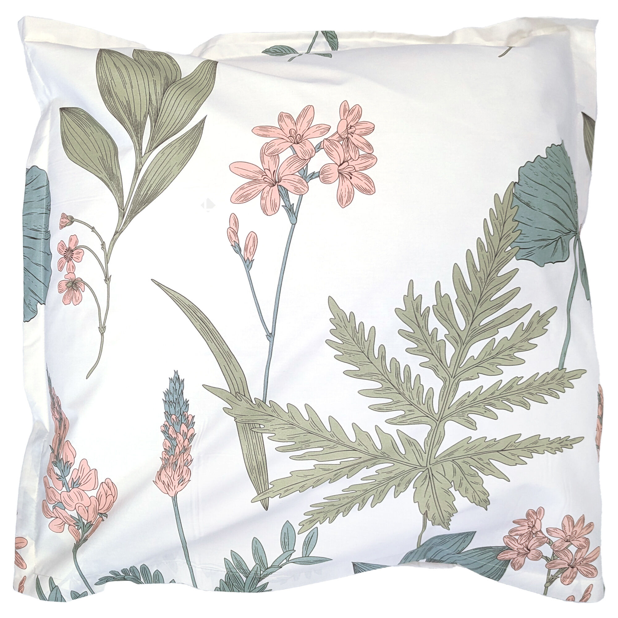 Taie D'oreiller 65x65 Cm Percale Coton Féérie Blanc Sauge