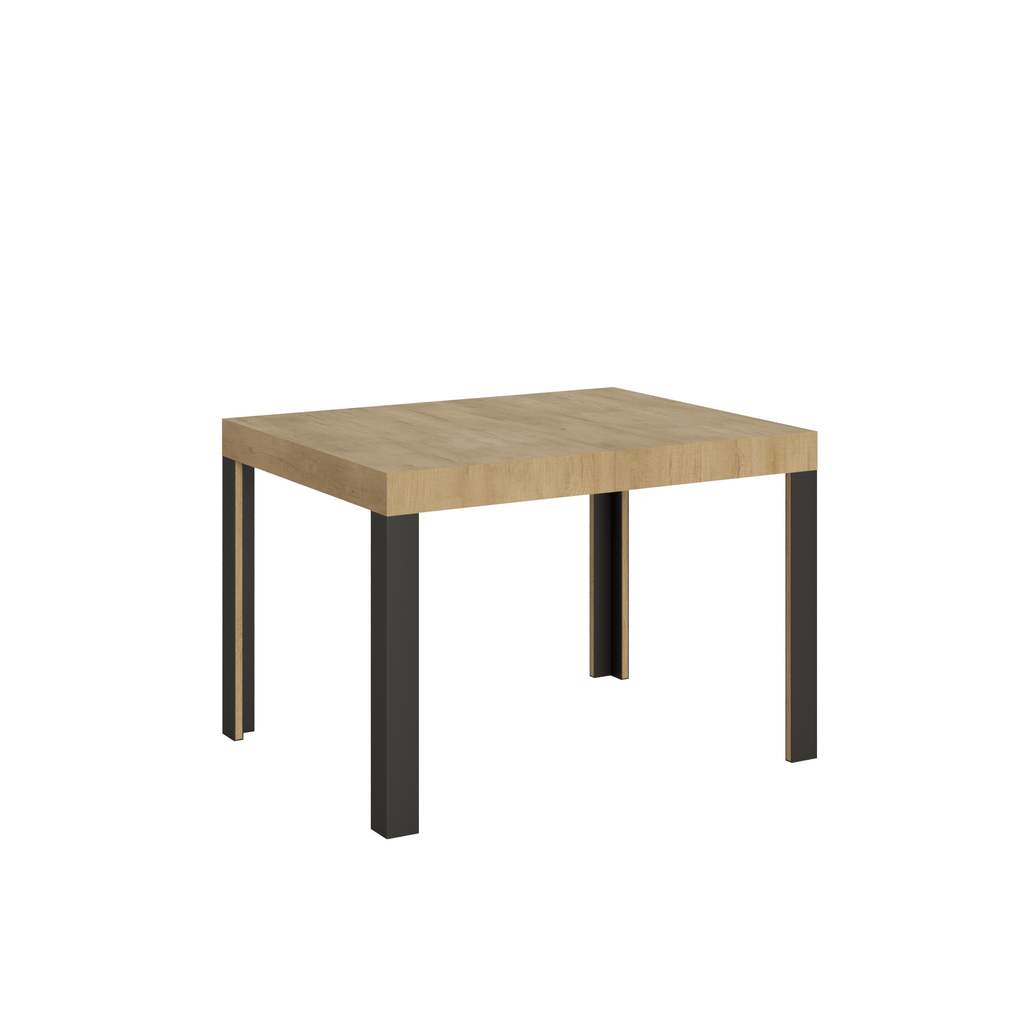 Table Extensible 80x120/204 Cm Ligne Chêne Nature Structure Anthracite