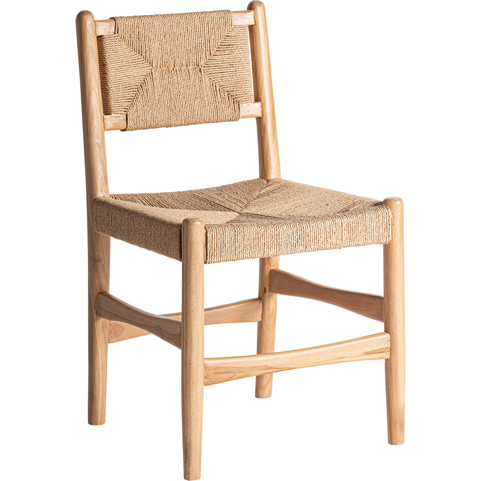Lot De 2 Chaises Agia En Teck Et Chanvre Style Contemporain - Teinte Chaude De Bois Naturel Marron Teck