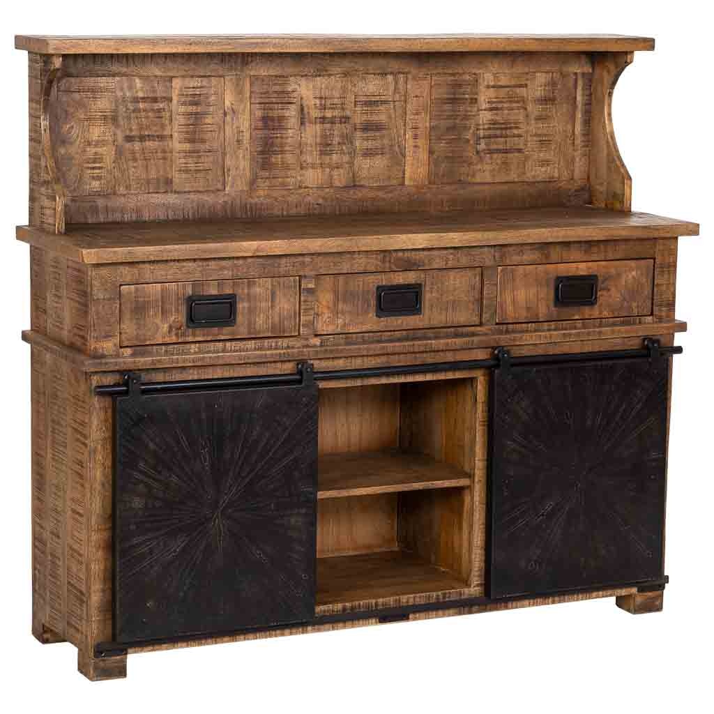 Buffet En Bois Marron 145x42x130h Cm