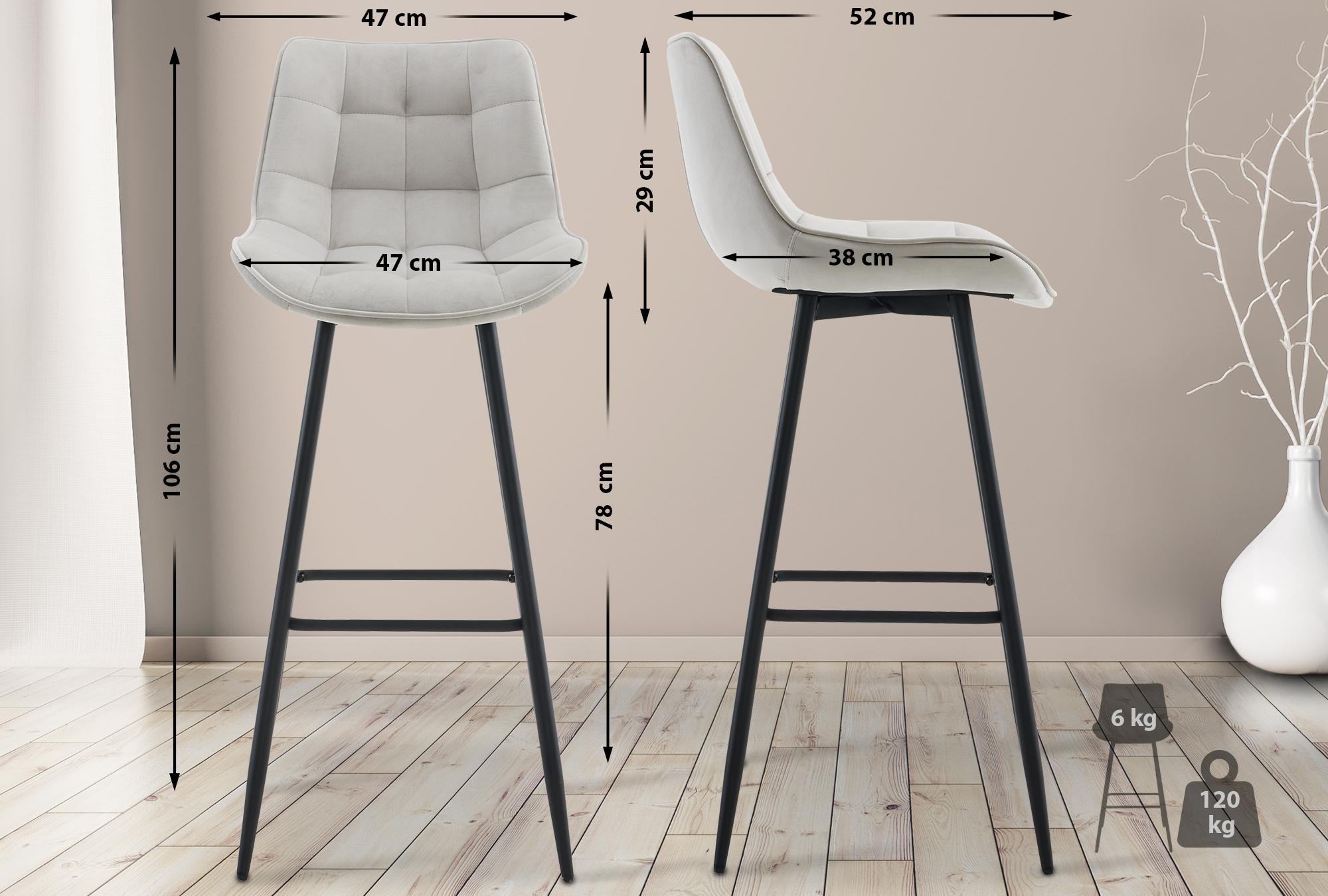 Tabouret De Bar Dartford Velours Gris