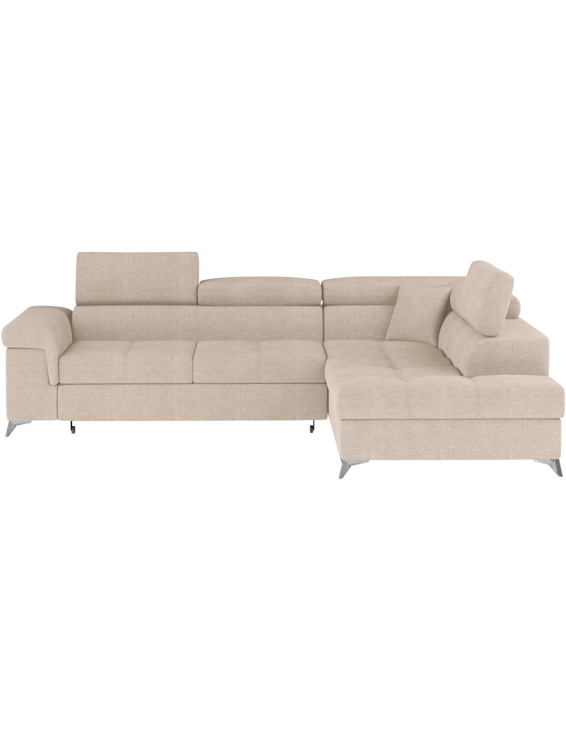 Canapé D'Angle Convertible Palazzo 4 Places Beige - Angle Droit Avec Coffre