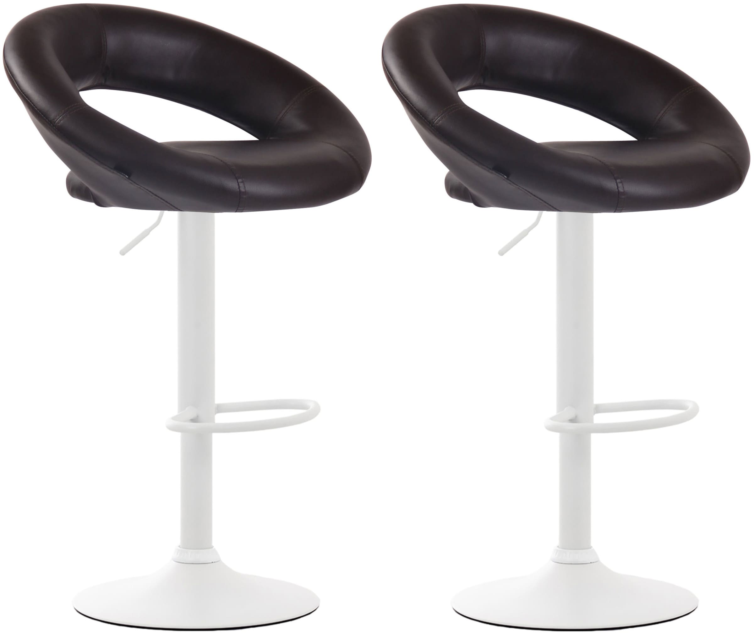 Lot De 2 Tabourets De Bar Olinda Simili Cuir Blanc Brun