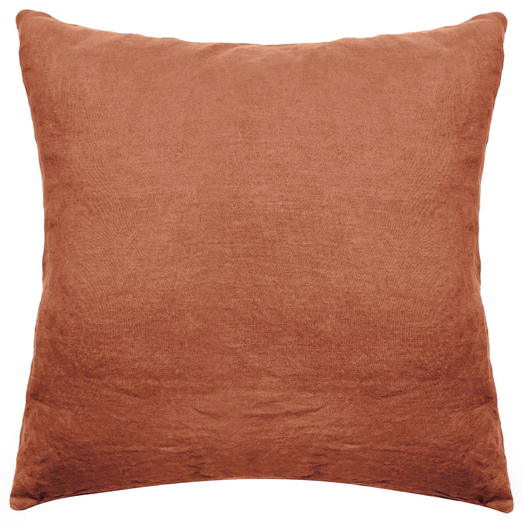Taie D'oreiller Palace Pur Coton Lavé 65x65 Cm Uni Marron Terre Cuite