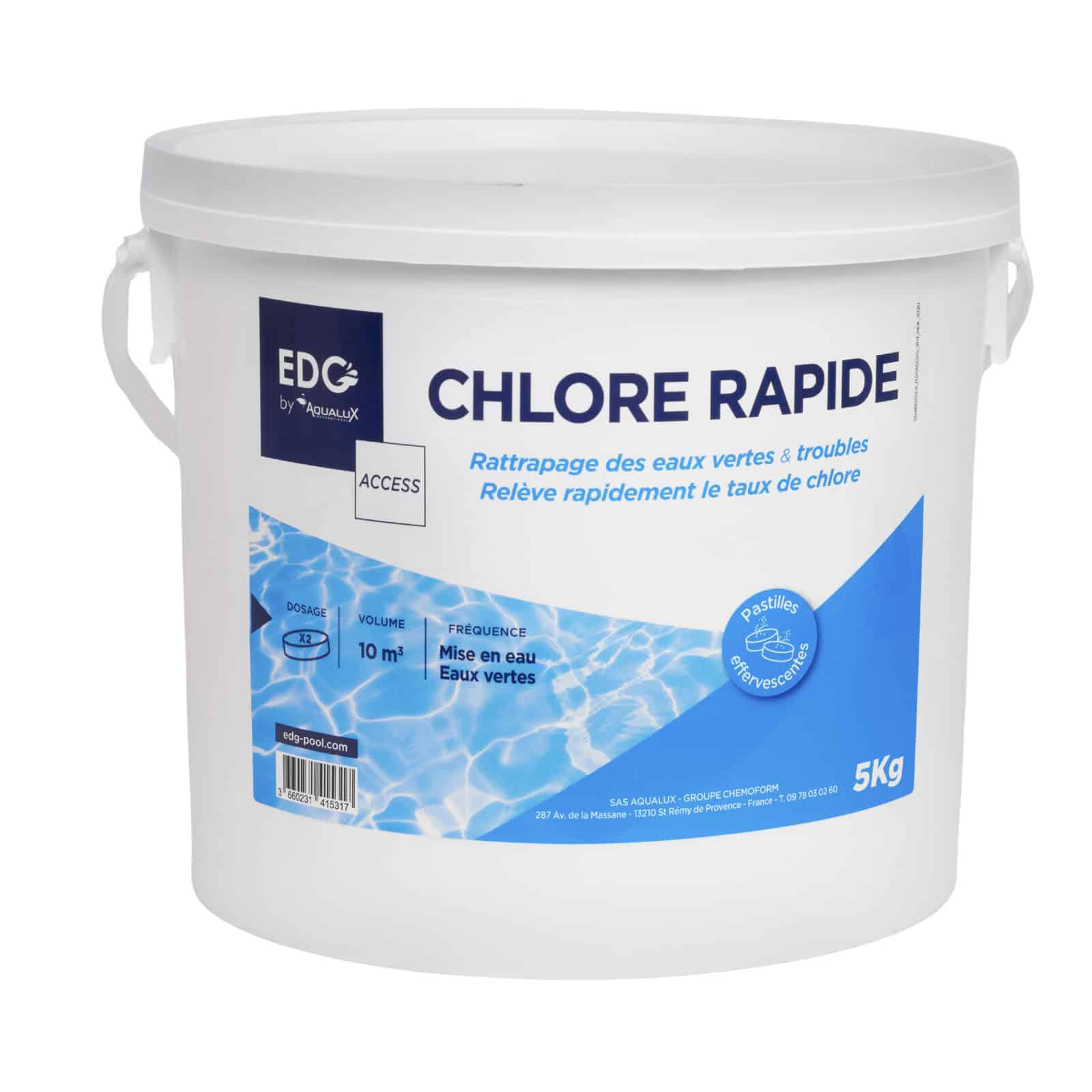 Chlore Piscine Edg Access 5 Kg Pastilles 25 G Blanc Plastique