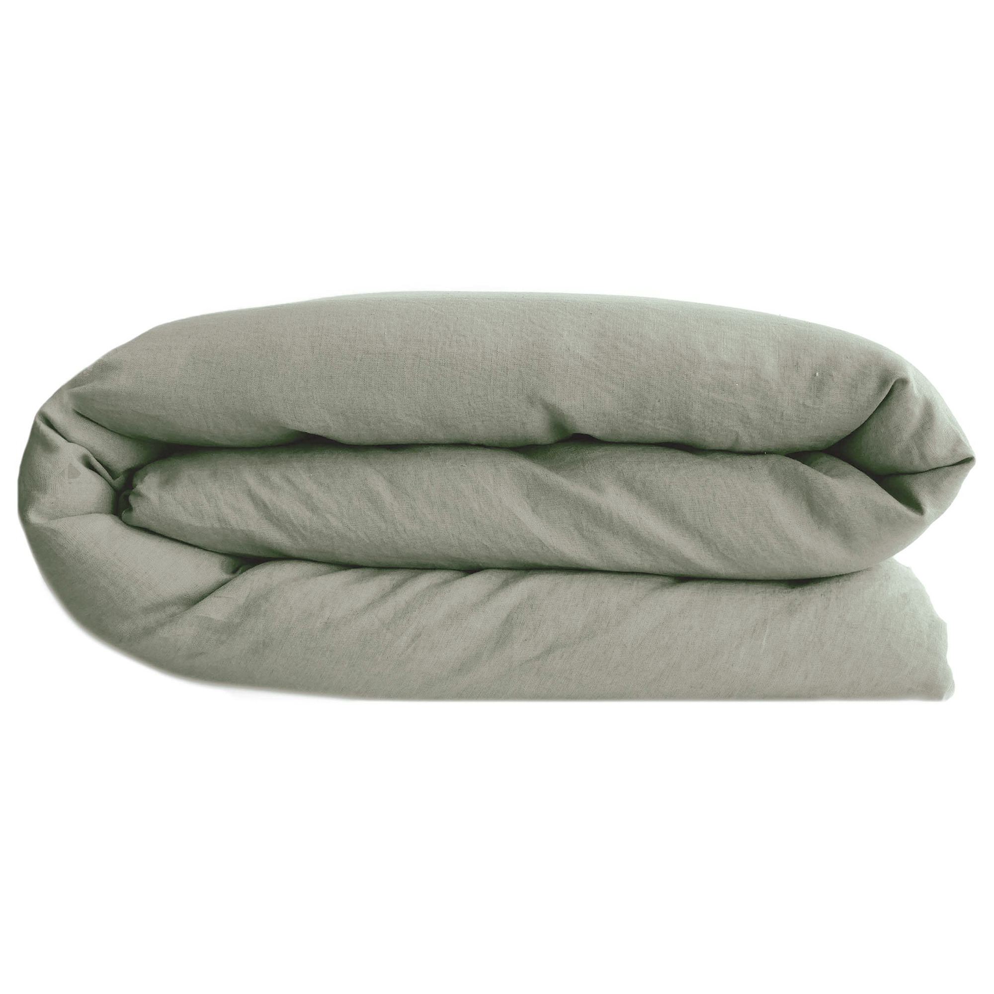 Housse De Couette Palace Pur Coton Lavé 260x240 Cm Uni Vert Laurier
