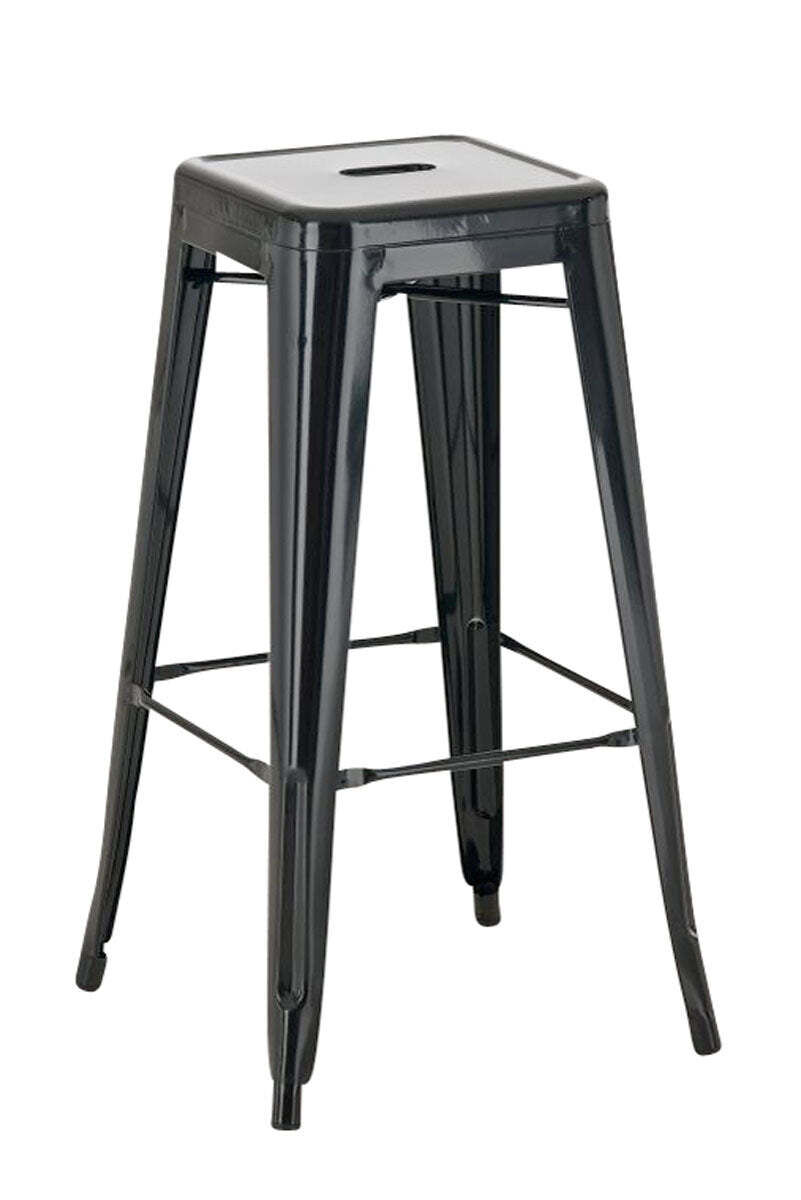 Tabouret De Bar Empilable Avec Repose-pieds Design Industriel Factory Métal Noir 10_0000026