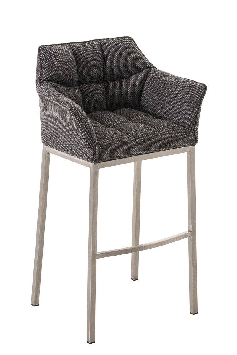 Tabouret De Bar Chaise Haute De Comptoir Couture Carrées Assise En Tissu Gris 4 10_0004726