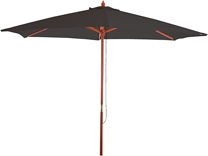 Décoshop26 04_0003813 Parasol De Terrasse Parasol De Plage Rond Noir, Marron