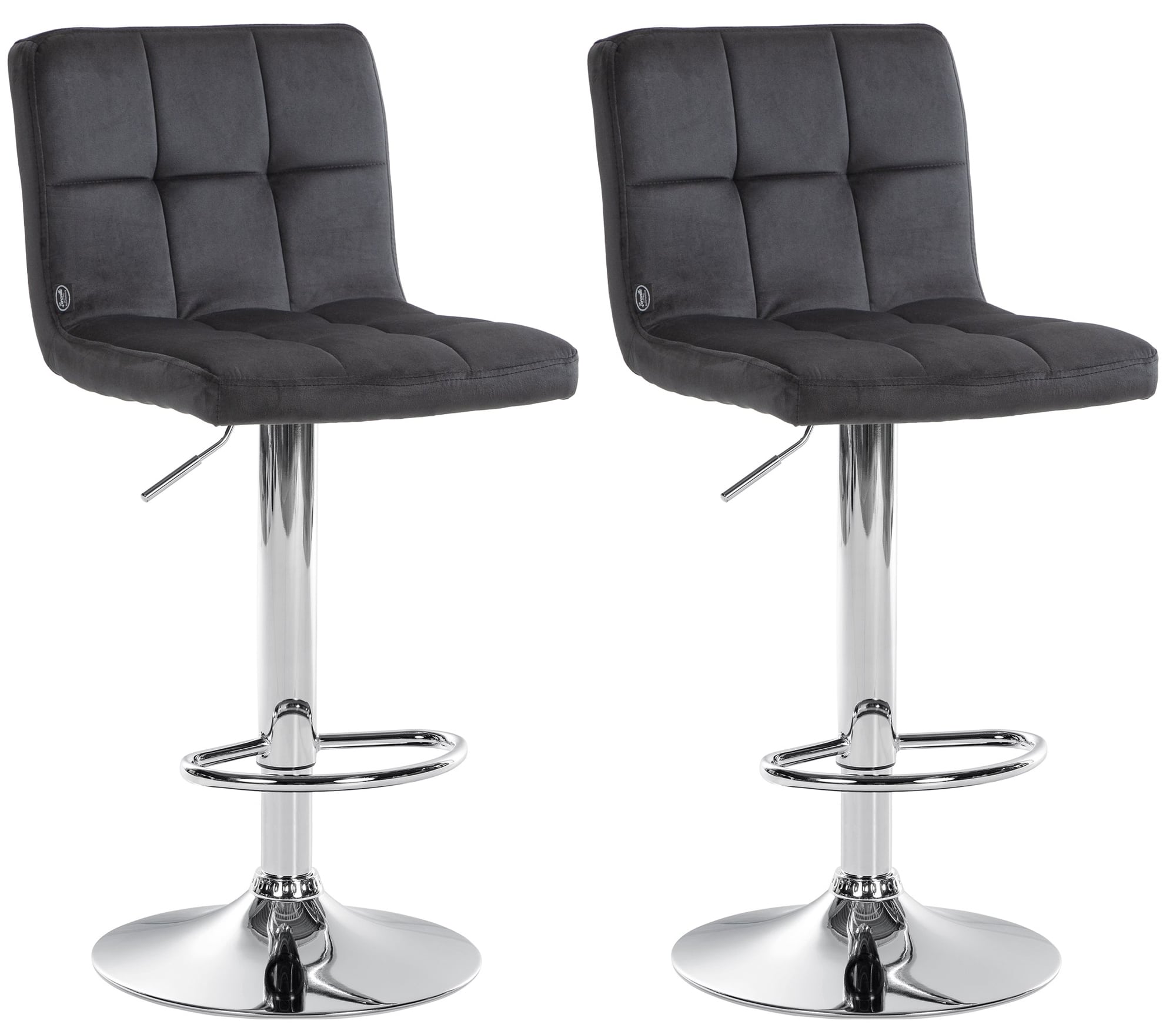 Lot De 2 Tabourets De Bar Peru Velours Chrome Noir