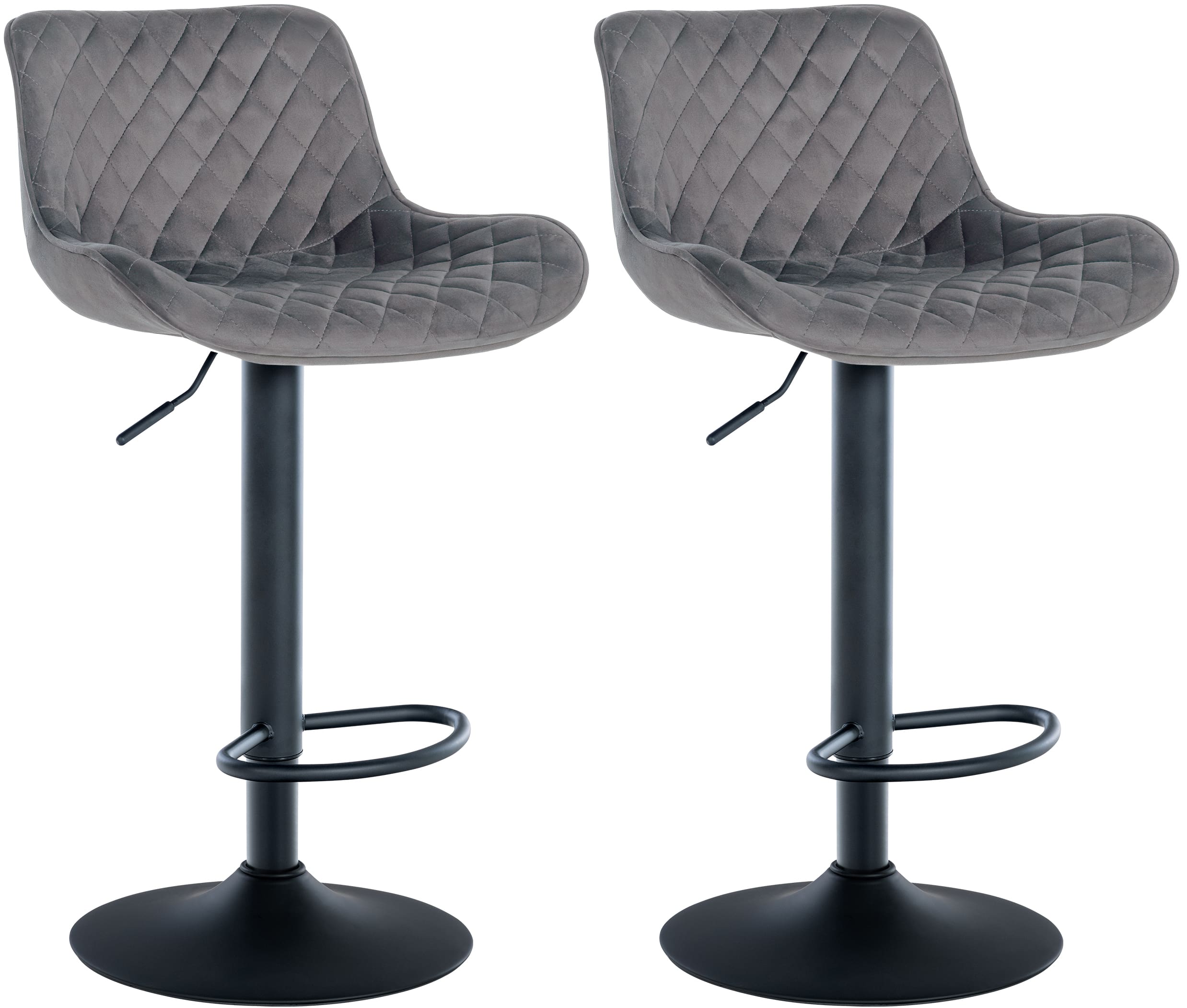 Lot De 2 Tabourets De Bar Minosa Velours Gris Foncé