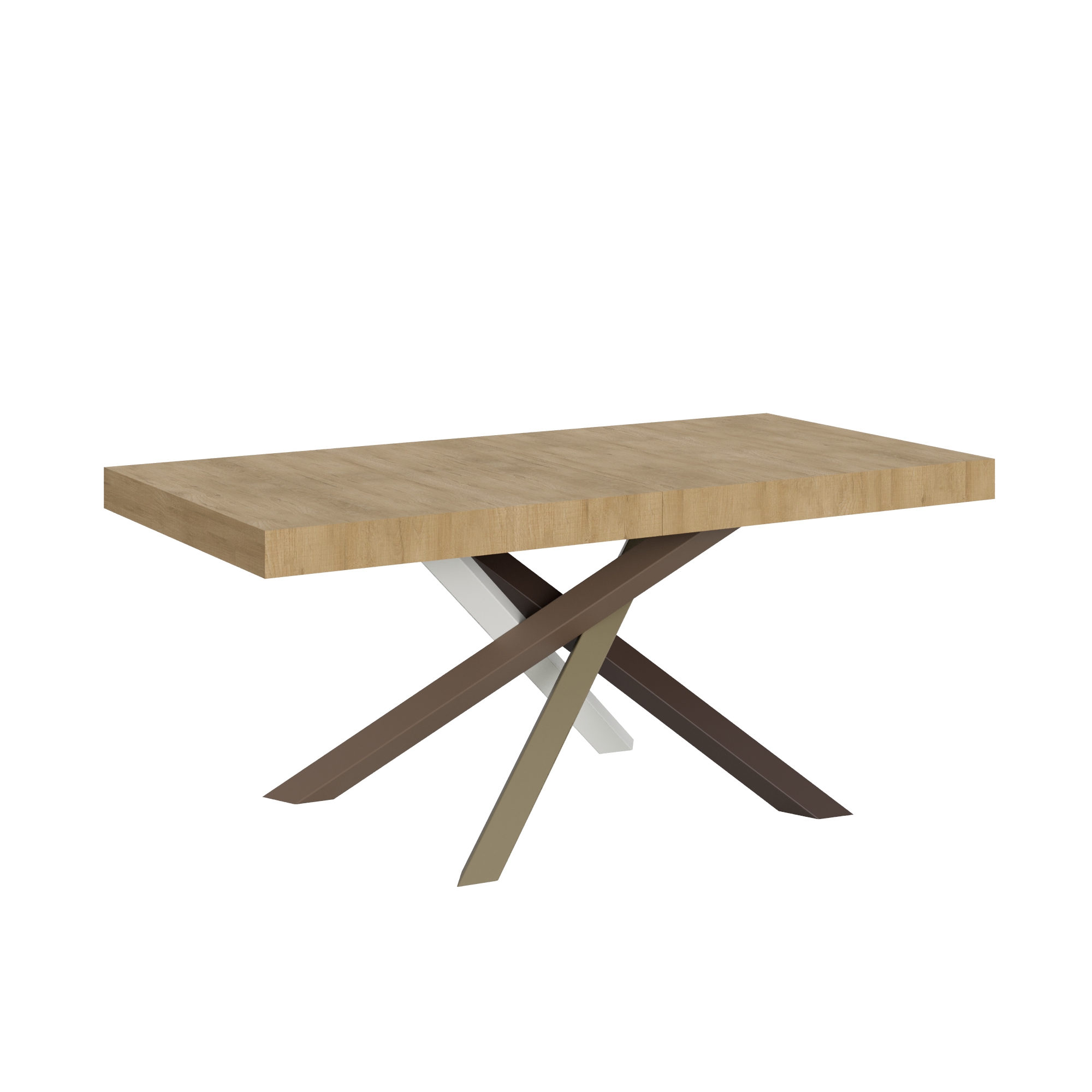 Table Extensible 200/304x90 Cm Volantis Chêne Naturel Pieds Multicolores 4/c