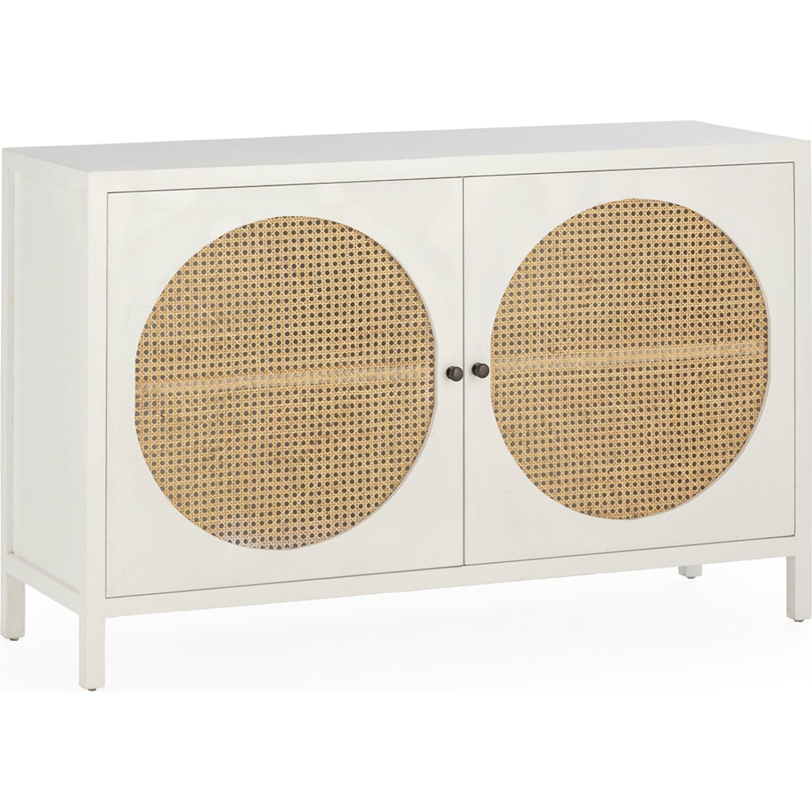 Buffet Bois De Cèdre Et Rotin Blanc Naturel Raffiné - Blanc Et Rotin Naturel