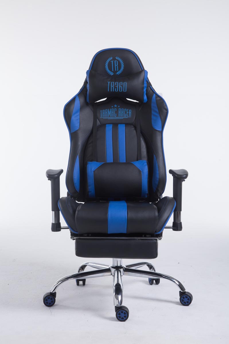 Chaise De Bureau Racing Limit V2 En Cuir Artificiel Avec Repose-pieds Noir/bleu