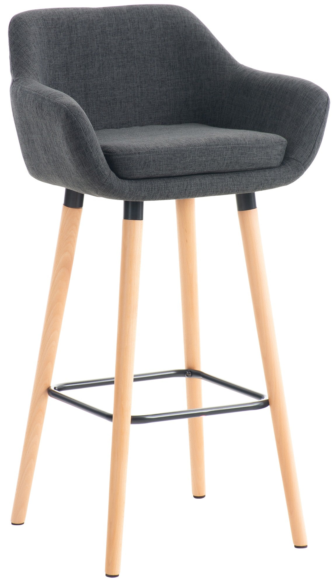 Tabouret De Bar Lounge X1 Design Scandinave Assise En Tissu Gris Foncé Pieds En 10_0004923