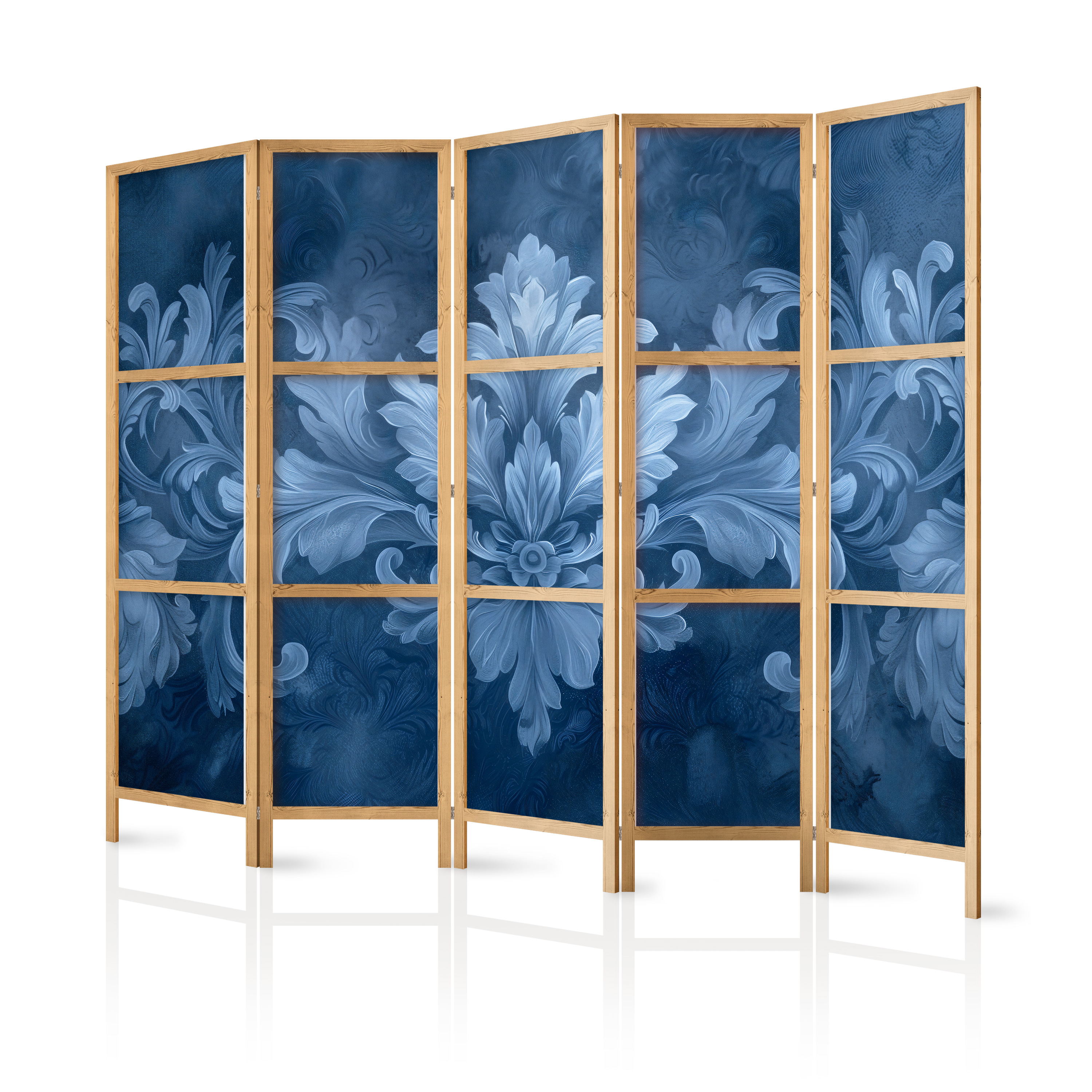 Paravent Japonais - Ornement Et Froides - Décoration Bleu Foncé 225x172