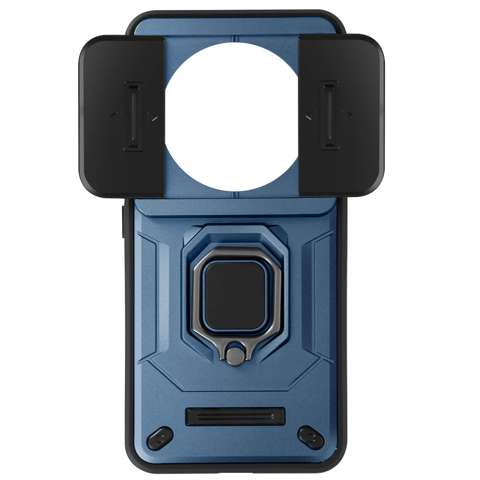 Coque Pour Xiaomi 14 Ultra Bague Support Cache Caméra Coulissant Bleu Nuit