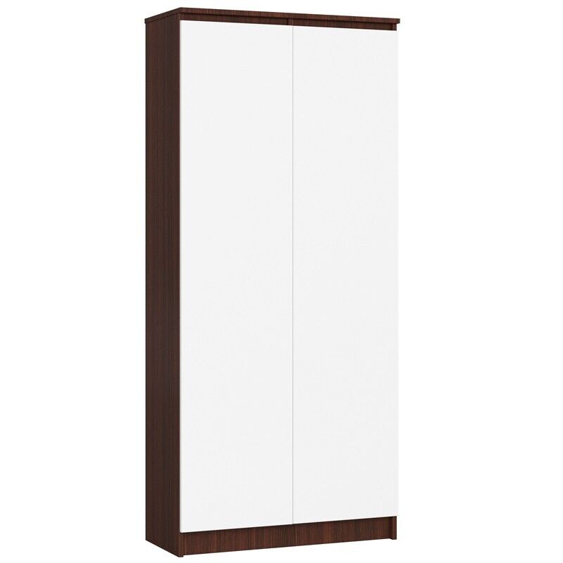 Bibliothèque De Bureau, Armoire Akord R80 Wengé 80 Cm 2 Portes Façade Blanche 8 Étagères 80x35x180 Cm