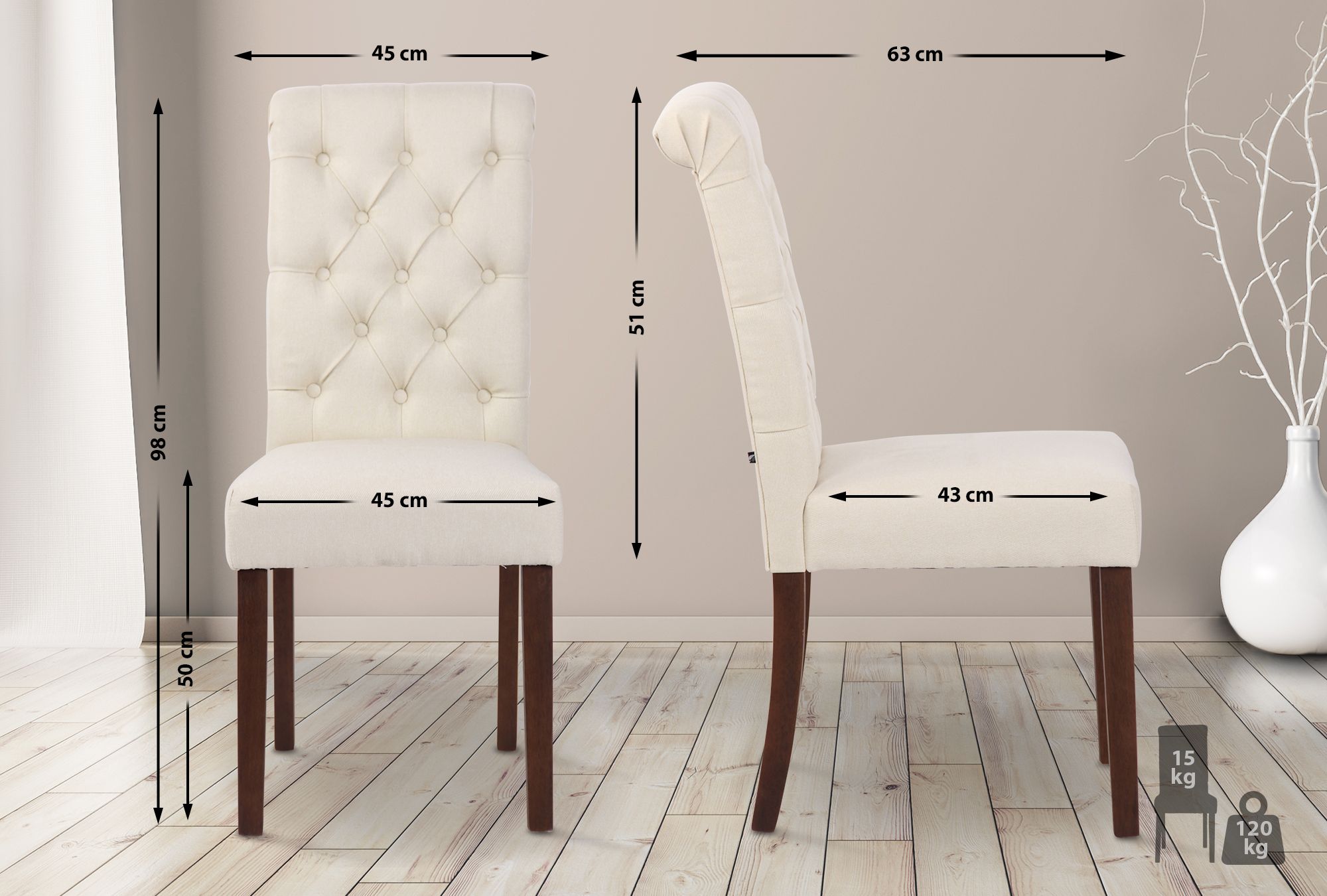 Chaise De Salle À Manger Tissu Lisburn Crème
