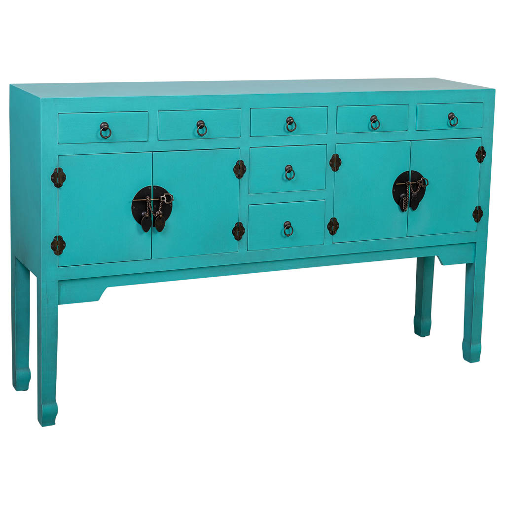 Buffet En Bois Avec 7 Tiroirs Et 2 Portes 128x26x78h Cm