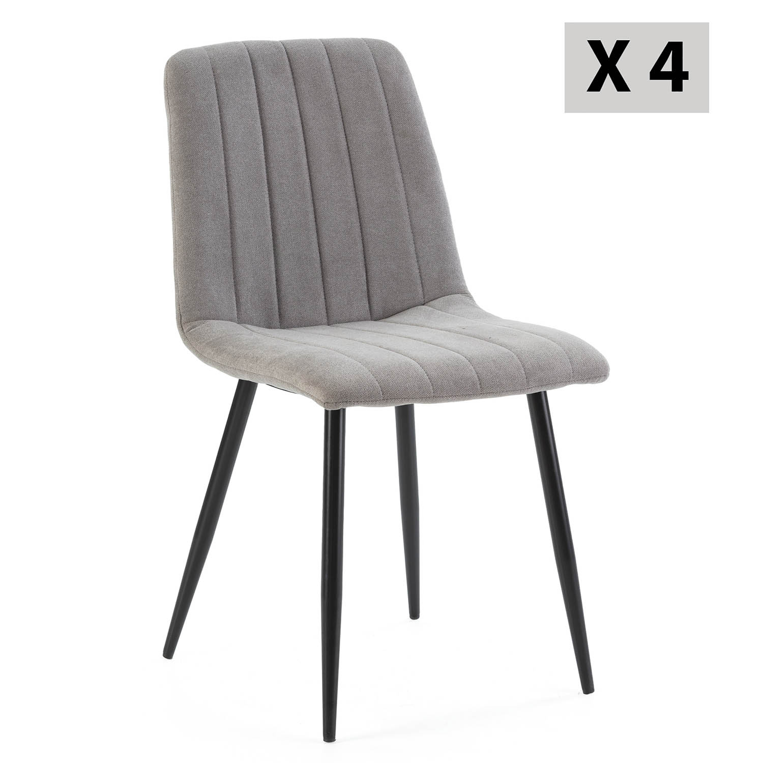 Pack 4 Chaises Sagi Recouvertes De Tissu Gris
