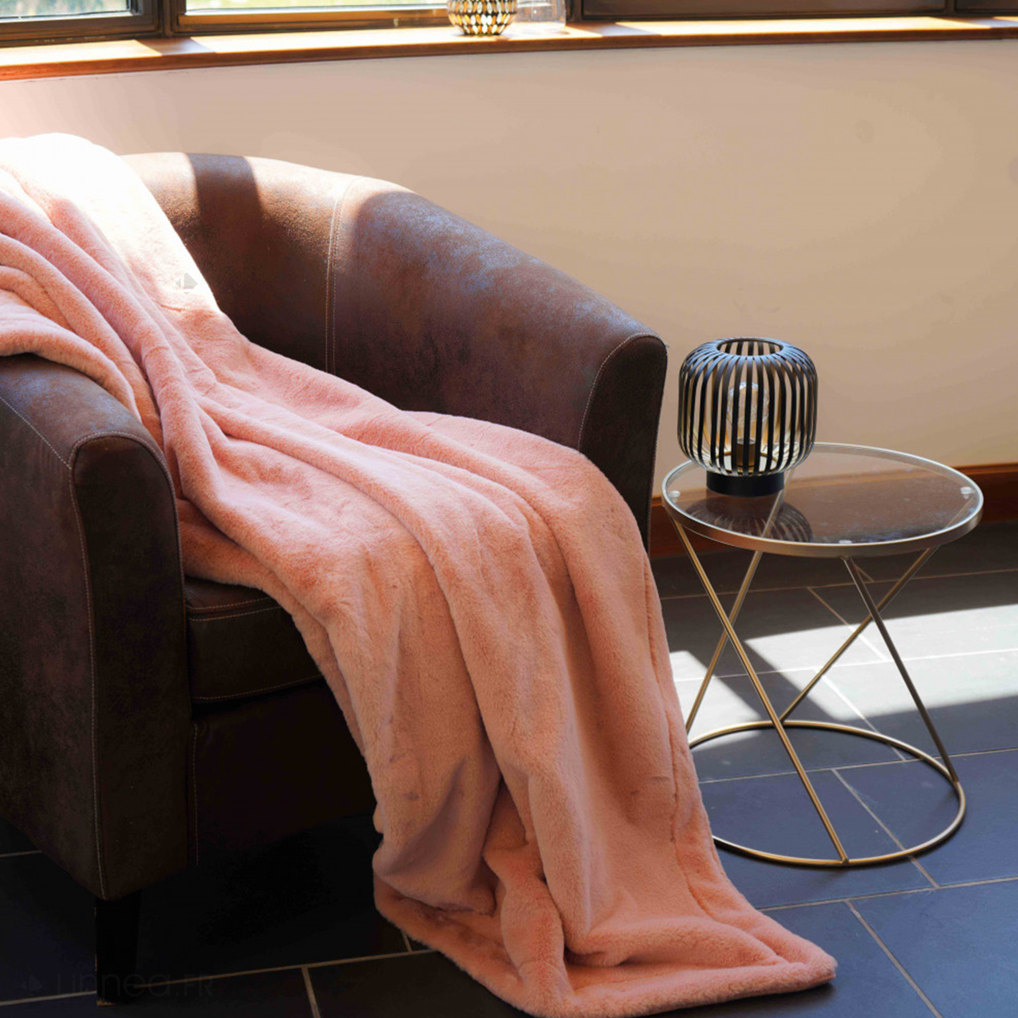 Plaid 150x200 Cm En Polyester Mellow Rose Thé