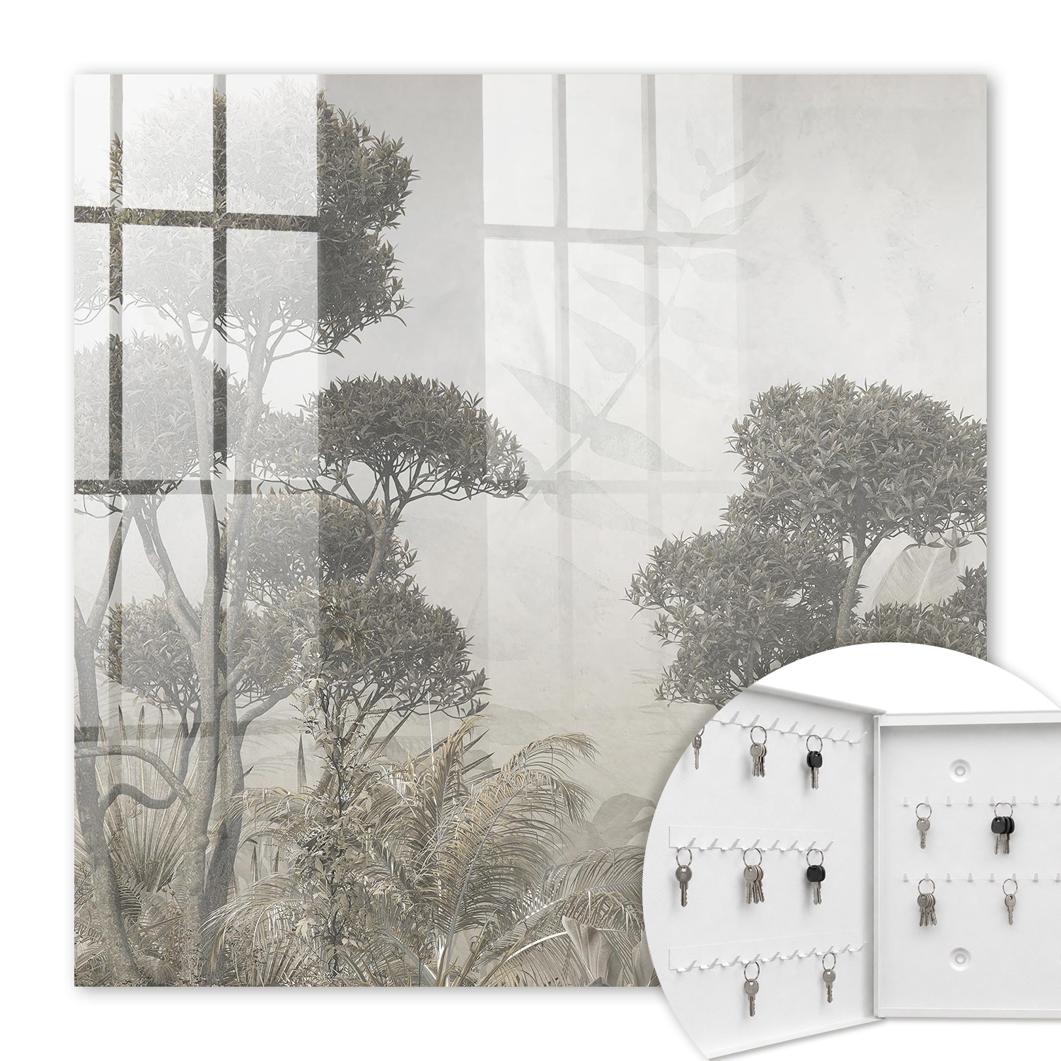Armoire À Clés - (30 Cm X 30 Cm) - Boîte À Clés Murale - Coffret De Rangement Pour Clés - Couleur Blanche - Ouverture Vers La Gauche - Pour Maison Et Bureau - Nature Sensuelle