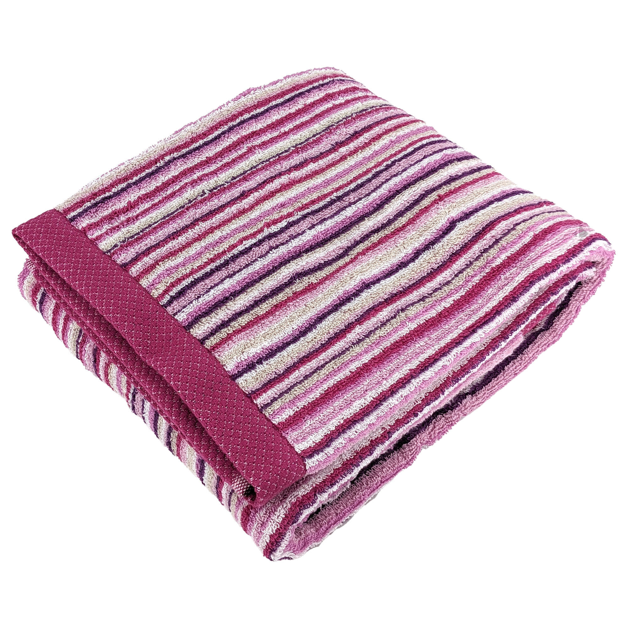 Drap De Bain Coton 500g/m2 Collection Pure Stripes Ii Rose