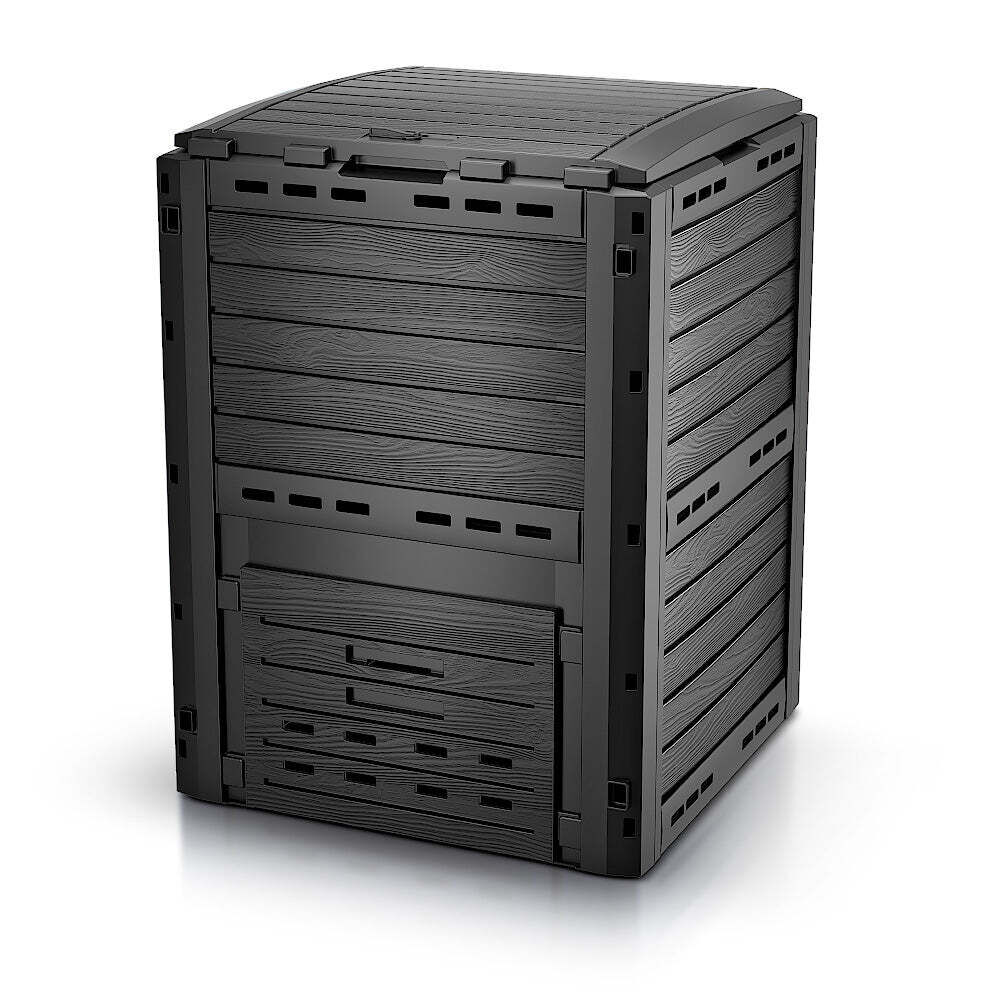 Composteur De Jardin 300l Qualité Supérieure Pour Jardin Style Bois Noir