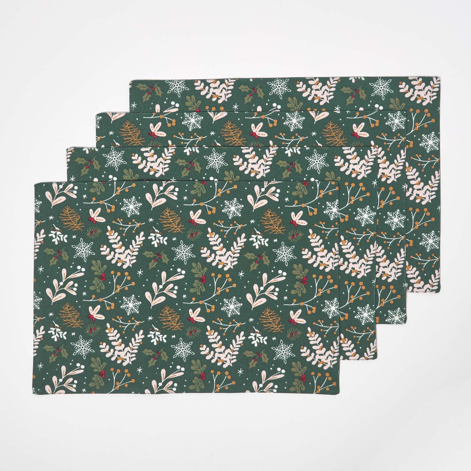 Set De Table Lot De 4 Noël Forêt Festive En Coton - Homescapes