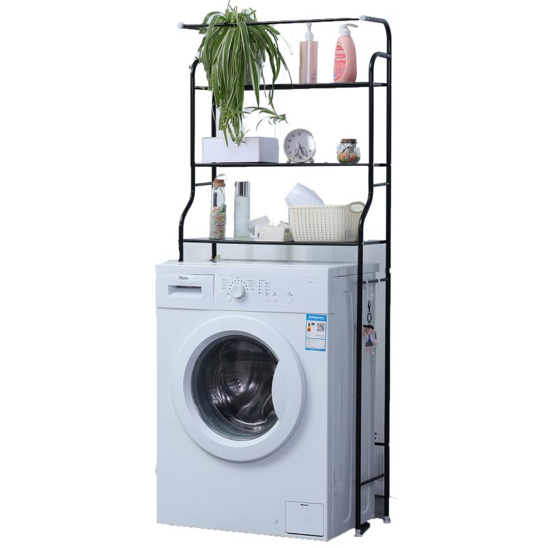 Etagère De Rangement À 3 Niveaux Pour La Machine À Laver Avec Porte-serviettes Noir Herzberg Hg03299