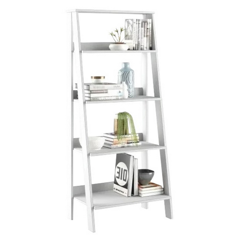 Étagère Escalier Beaux Meubles Pas Chers 4 Niches 61 Cm 140,3 Cm 40 Cm Blanche