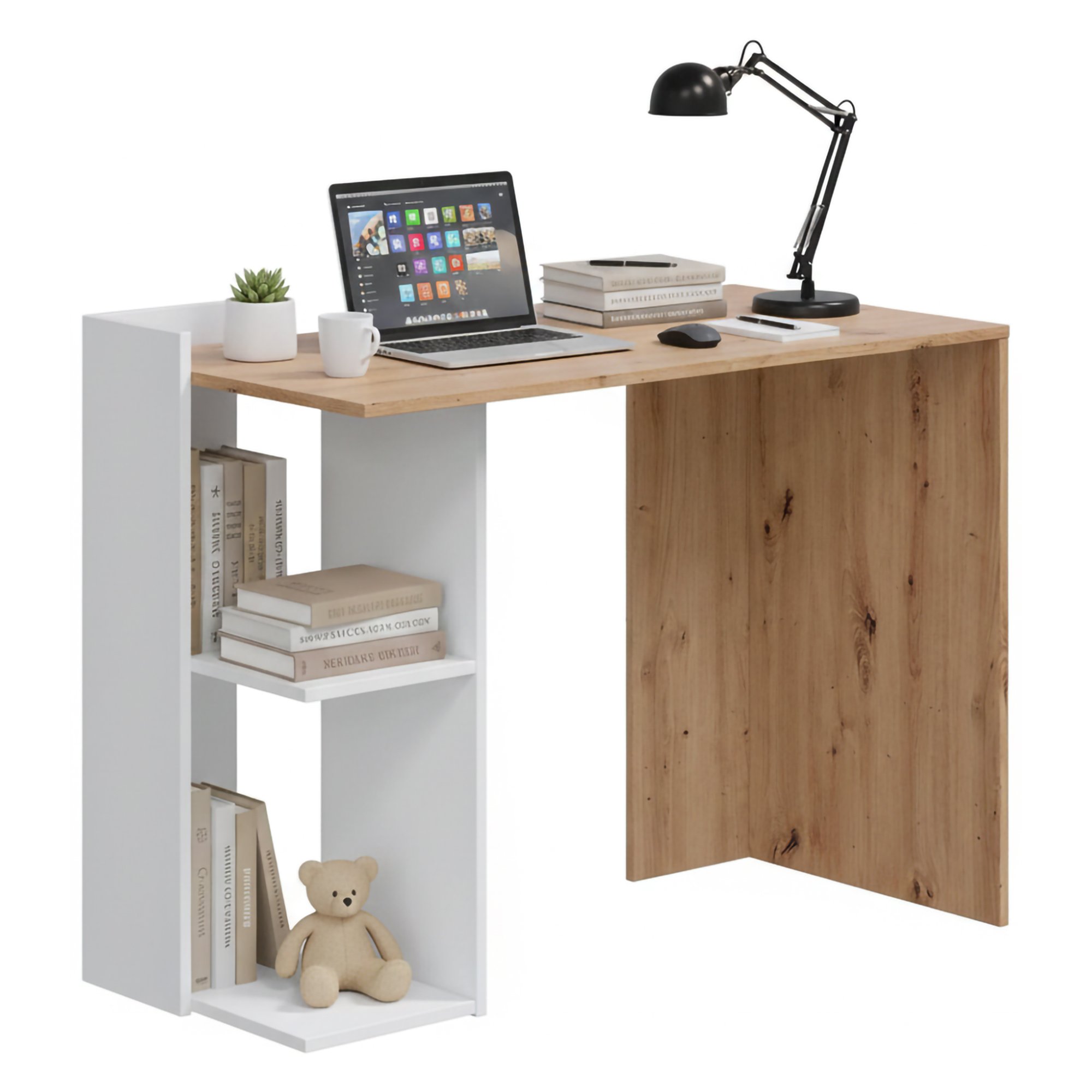 Bureau,effet Bois,chêne Blanc Noué,100x52h78 Cm