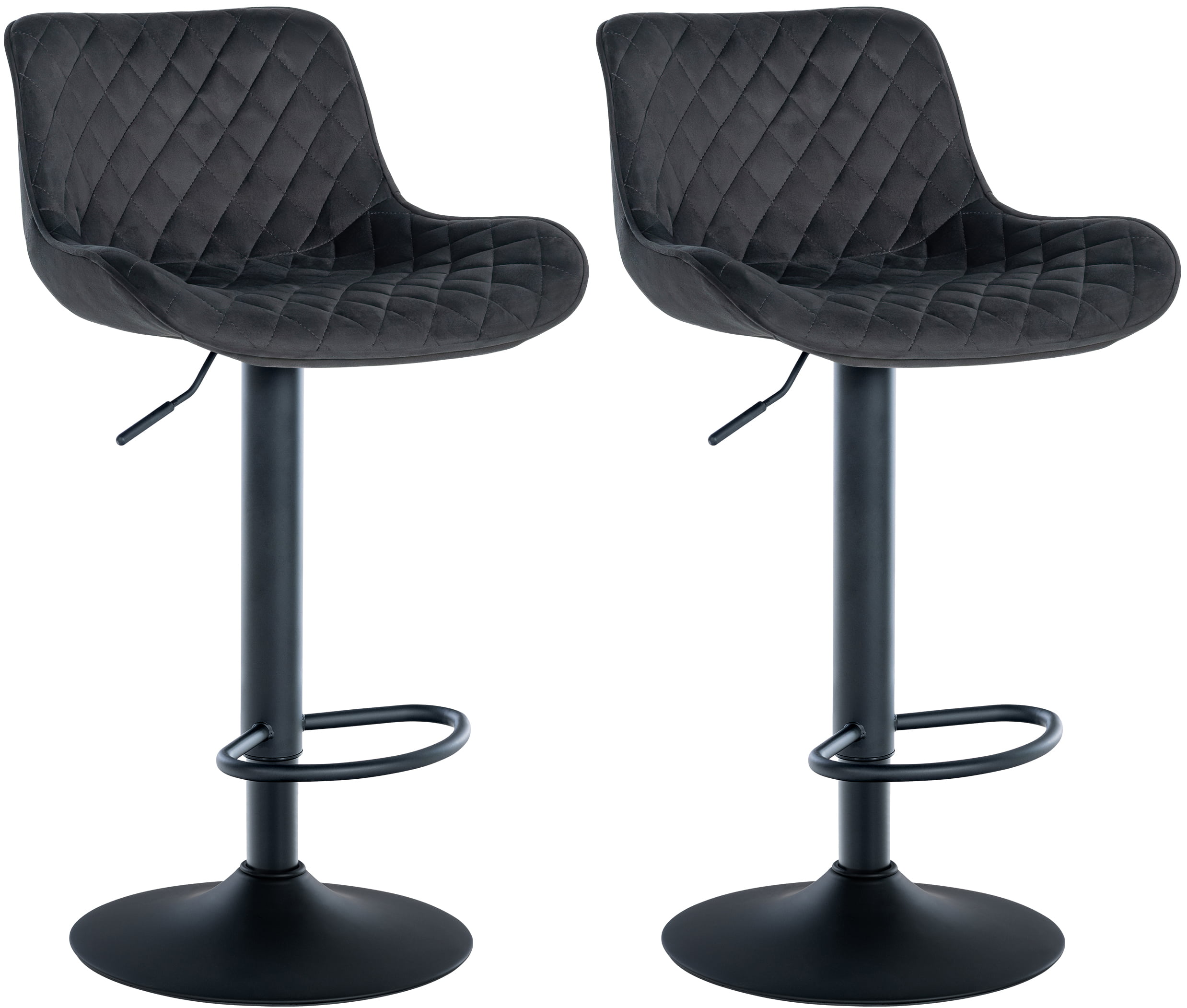 Lot De 2 Tabourets De Bar Minosa Velours Noir