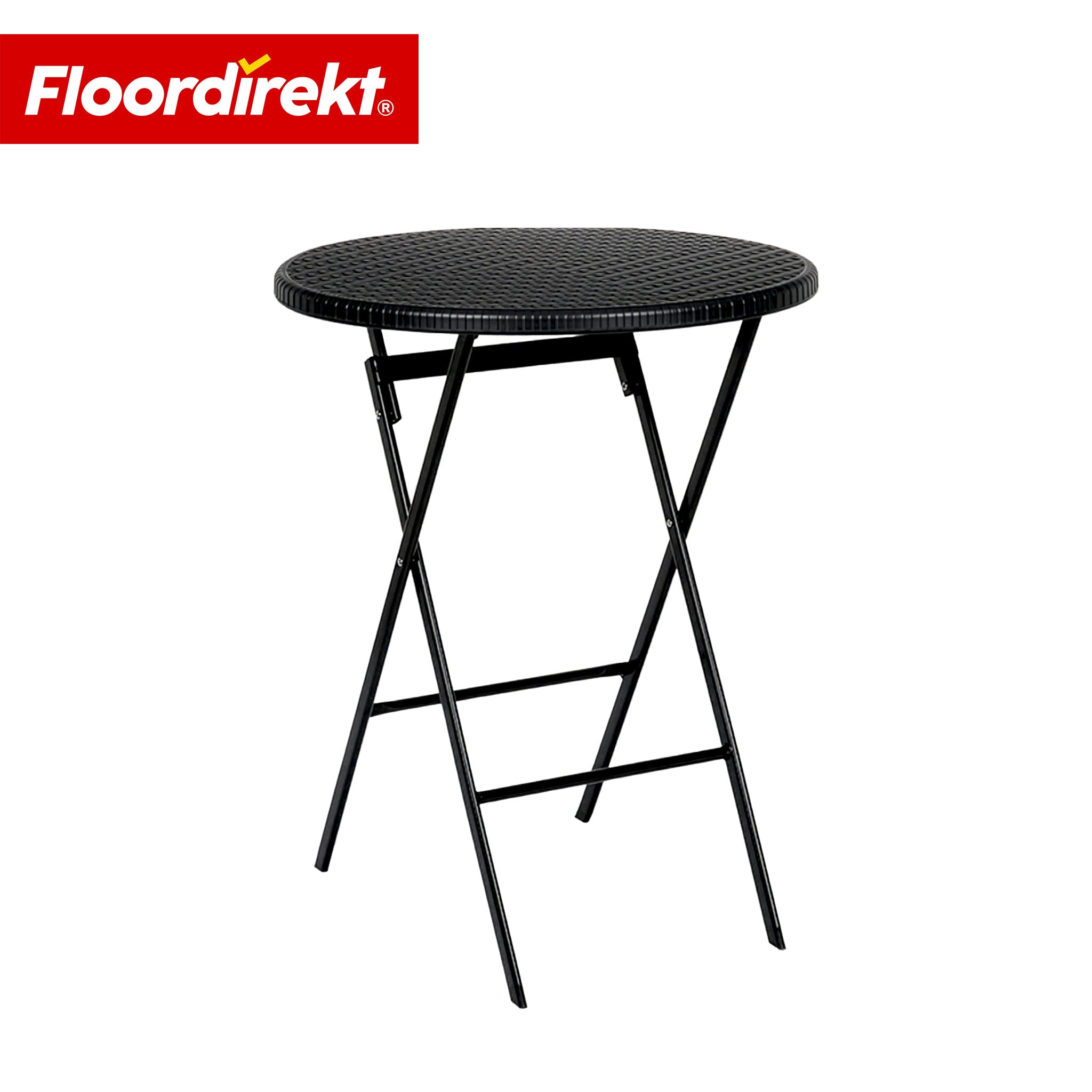 Table Pliante Ronde Aspect Rotin Ø 60 Cm